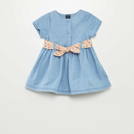 Robe en denim avec ceinture BLANC