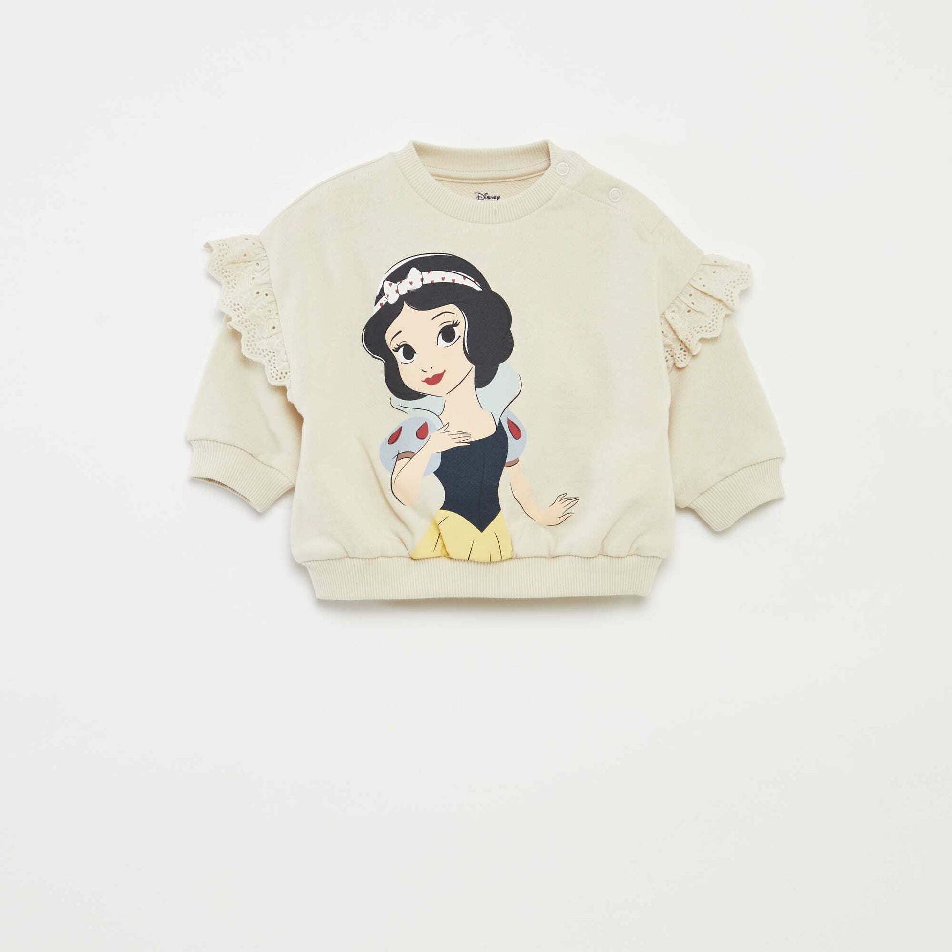 Sweat 'Blanche neige' 'Disney' avec volants sur les manches BLANC