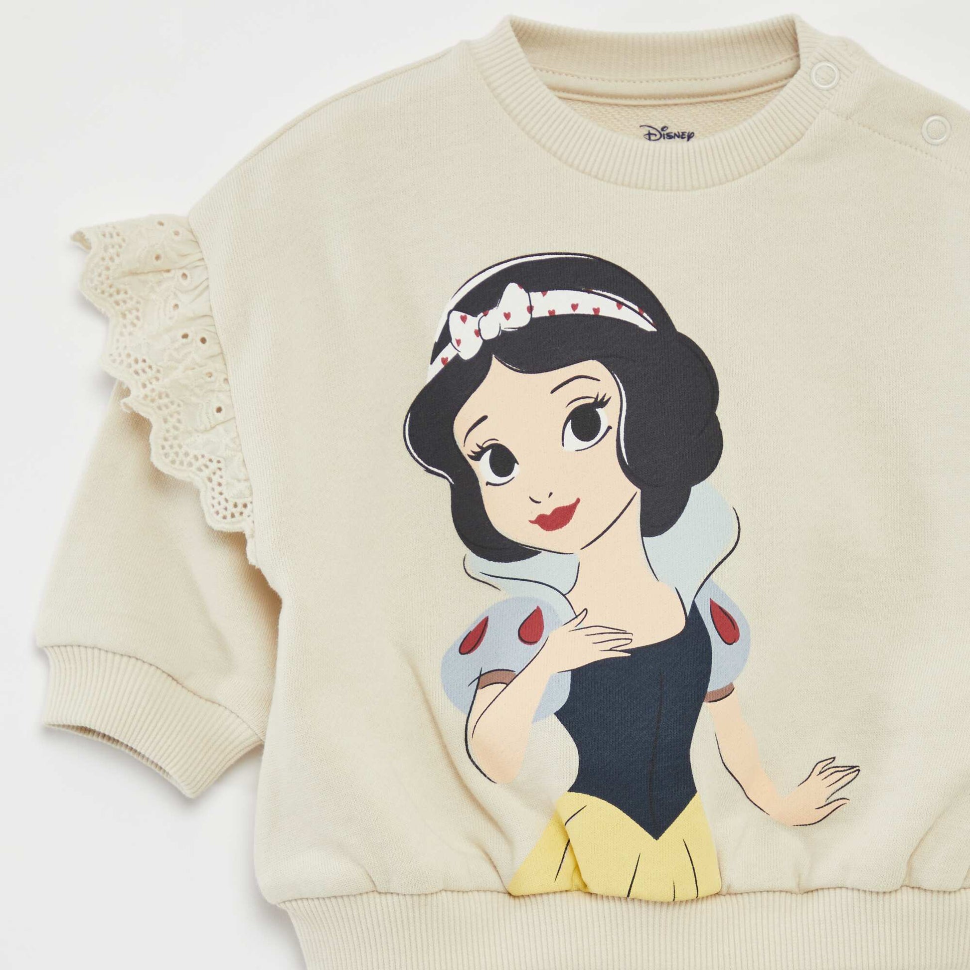 Sweat 'Blanche neige' 'Disney' avec volants sur les manches BLANC