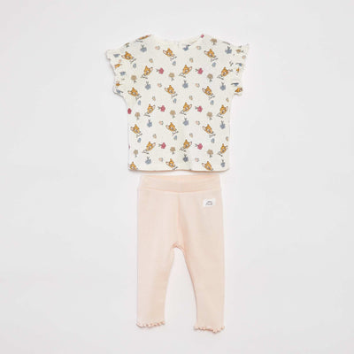 Ensemble t-shirt en maille pointelle + legging 'Disney' - 2 pièces ROSE