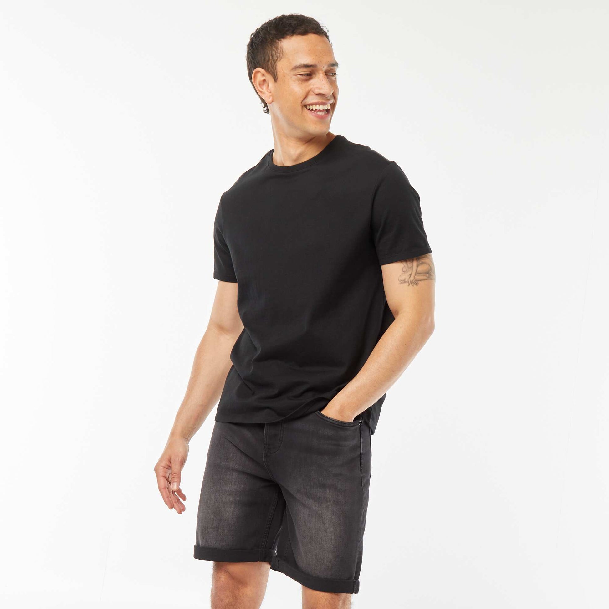 Bermuda en jean slim NOIR