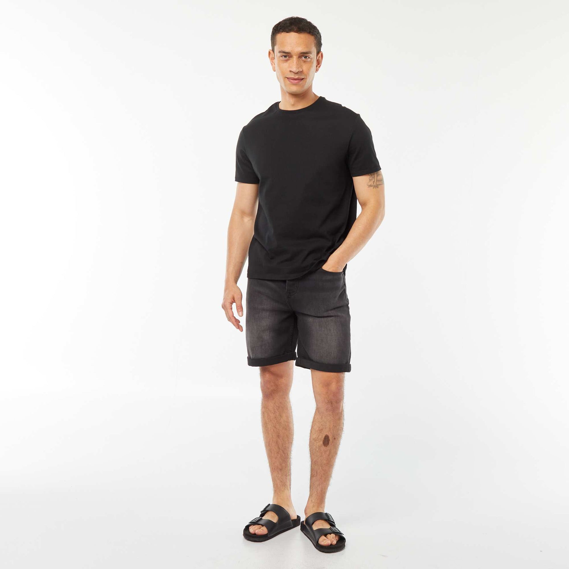 Bermuda en jean slim NOIR