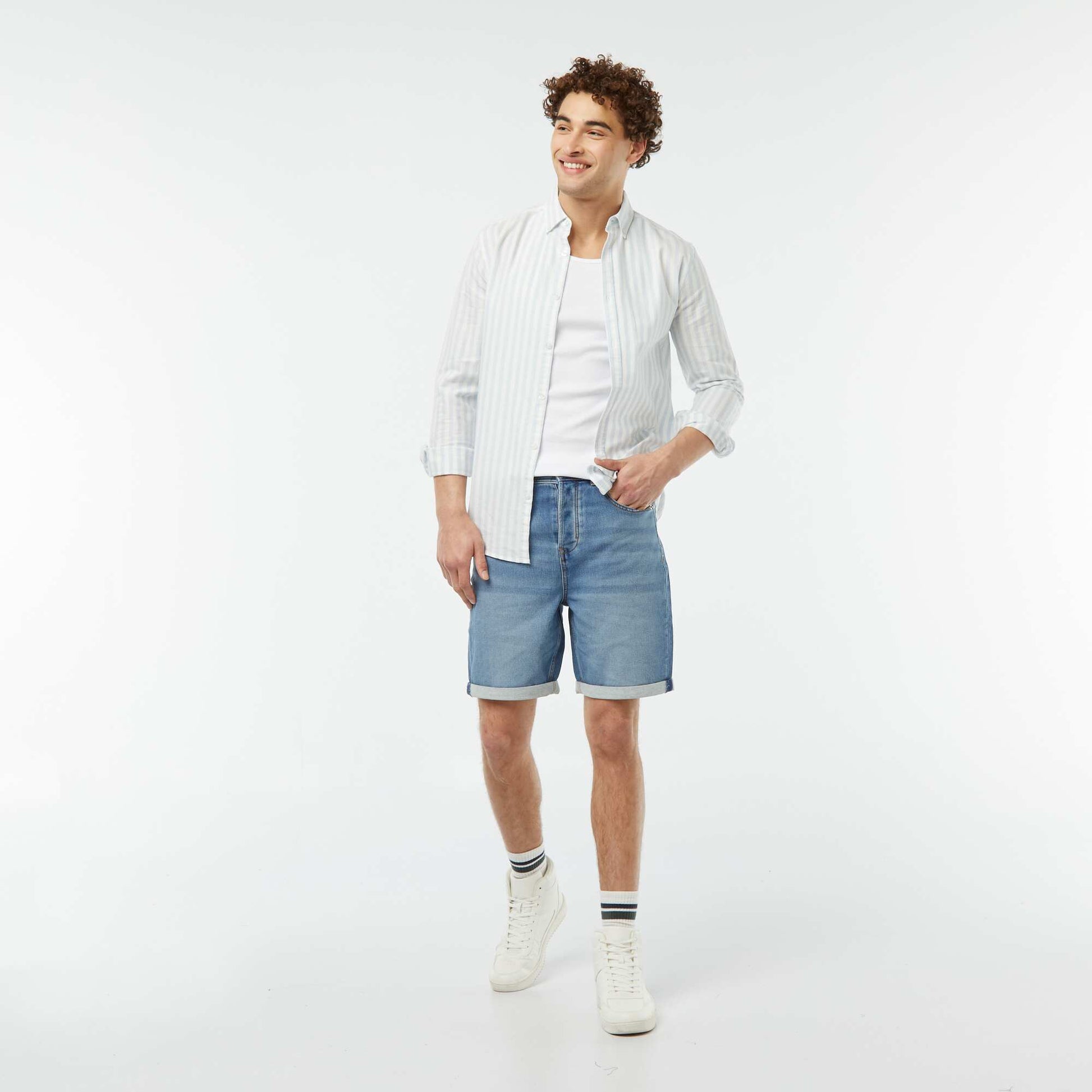 Bermuda en jean slim BLEU