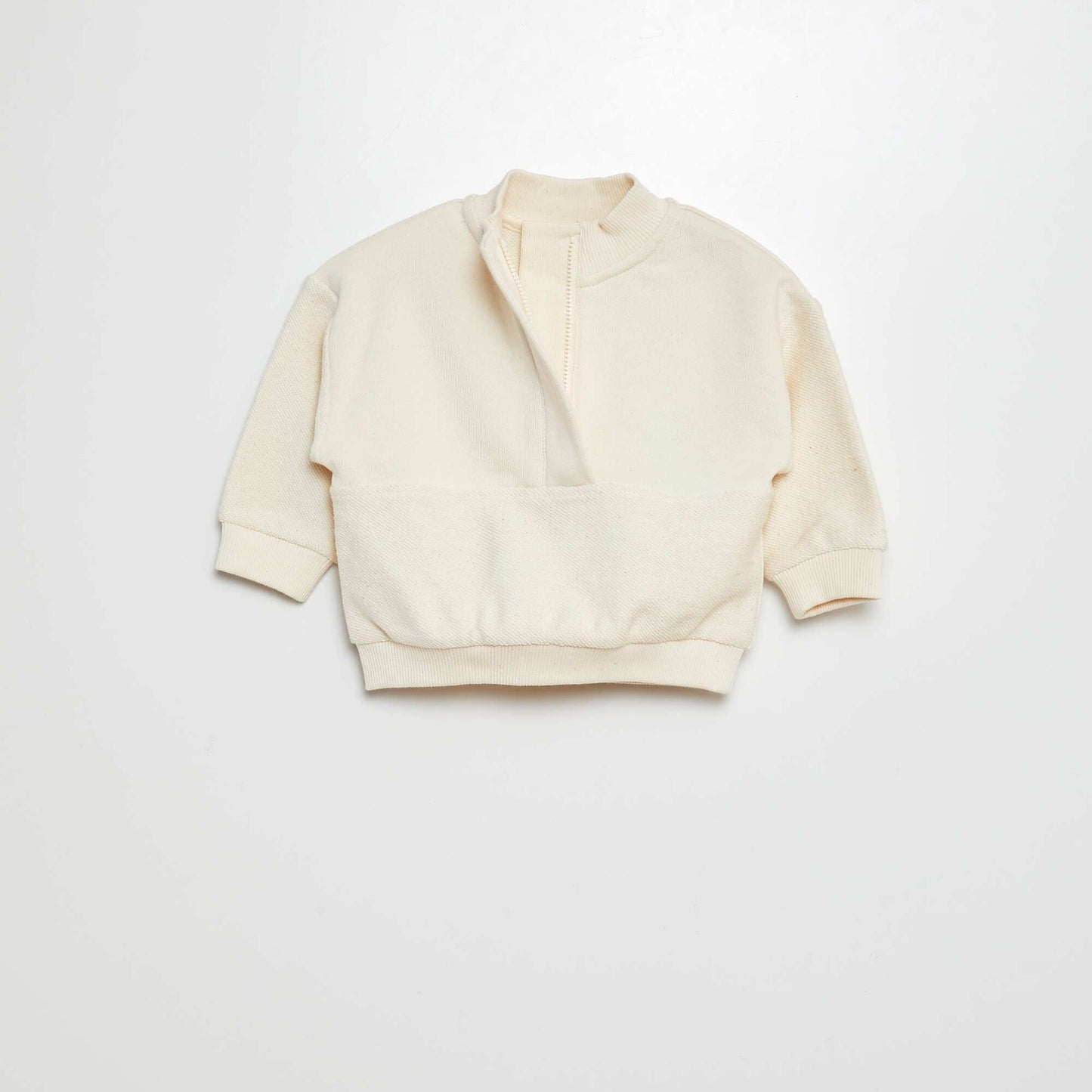 Sweat zippé en french terry BLANC