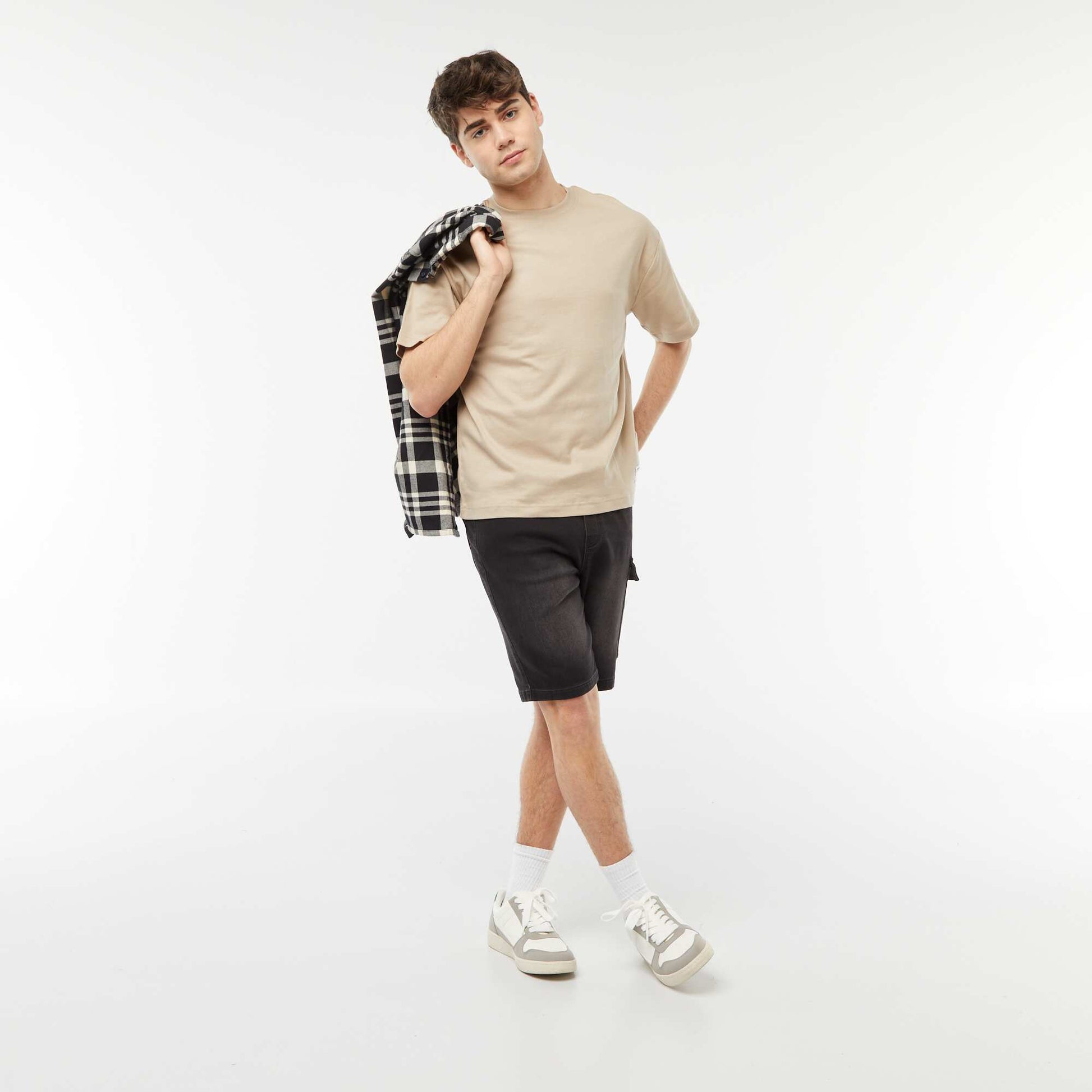 Bermuda en denim multi-poches NOIR