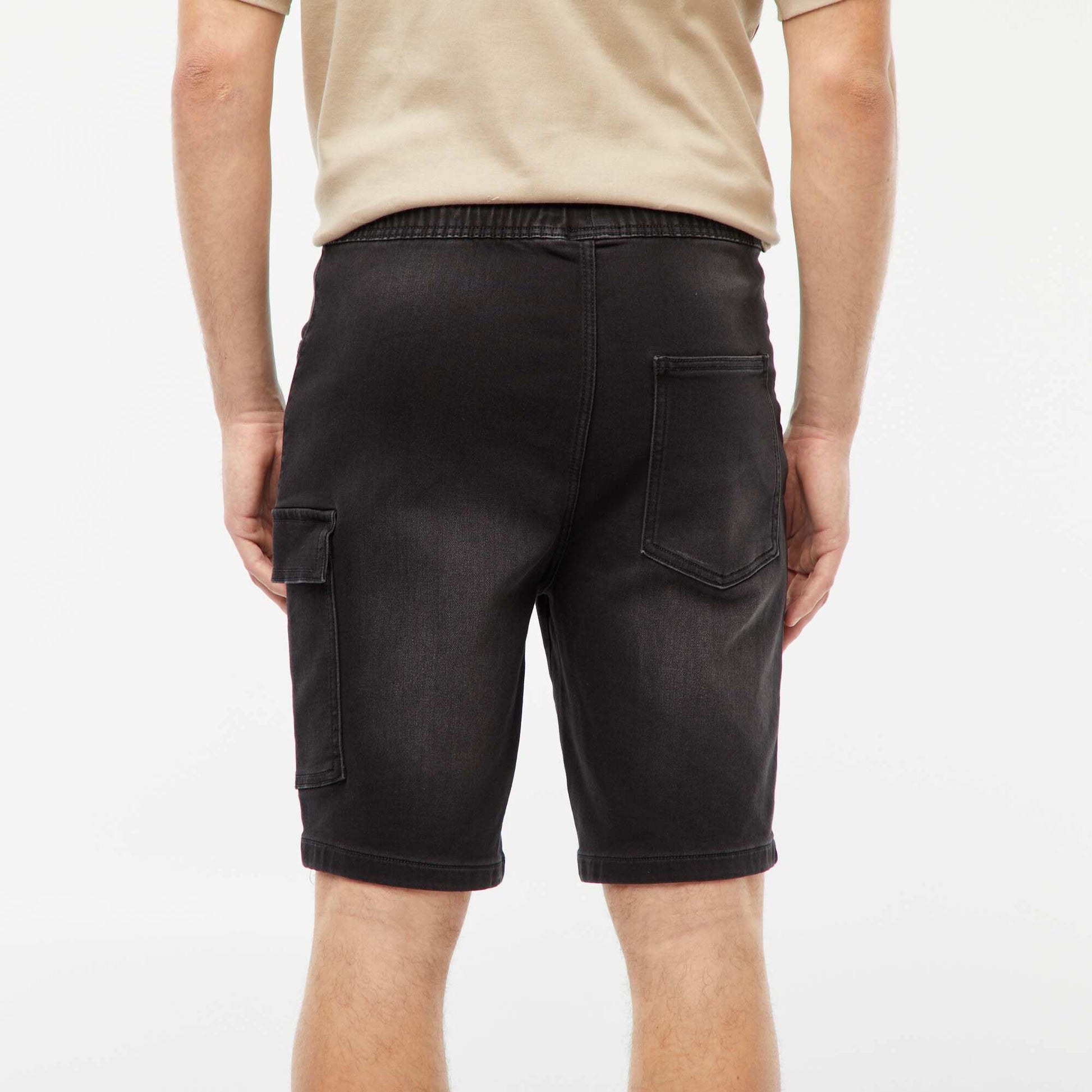 Bermuda en denim multi-poches NOIR