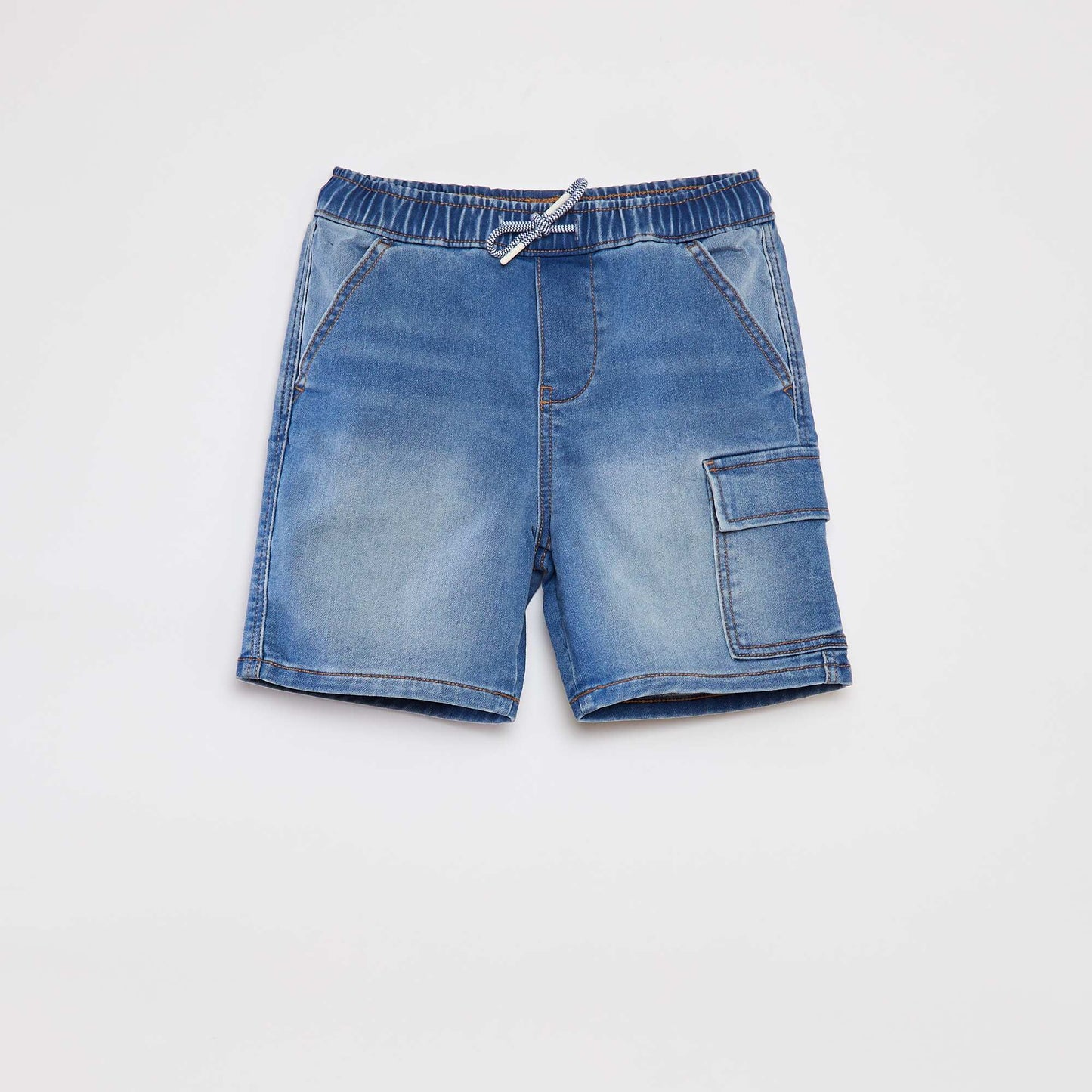 Bermuda en jean avec taille élastiquée BLEU