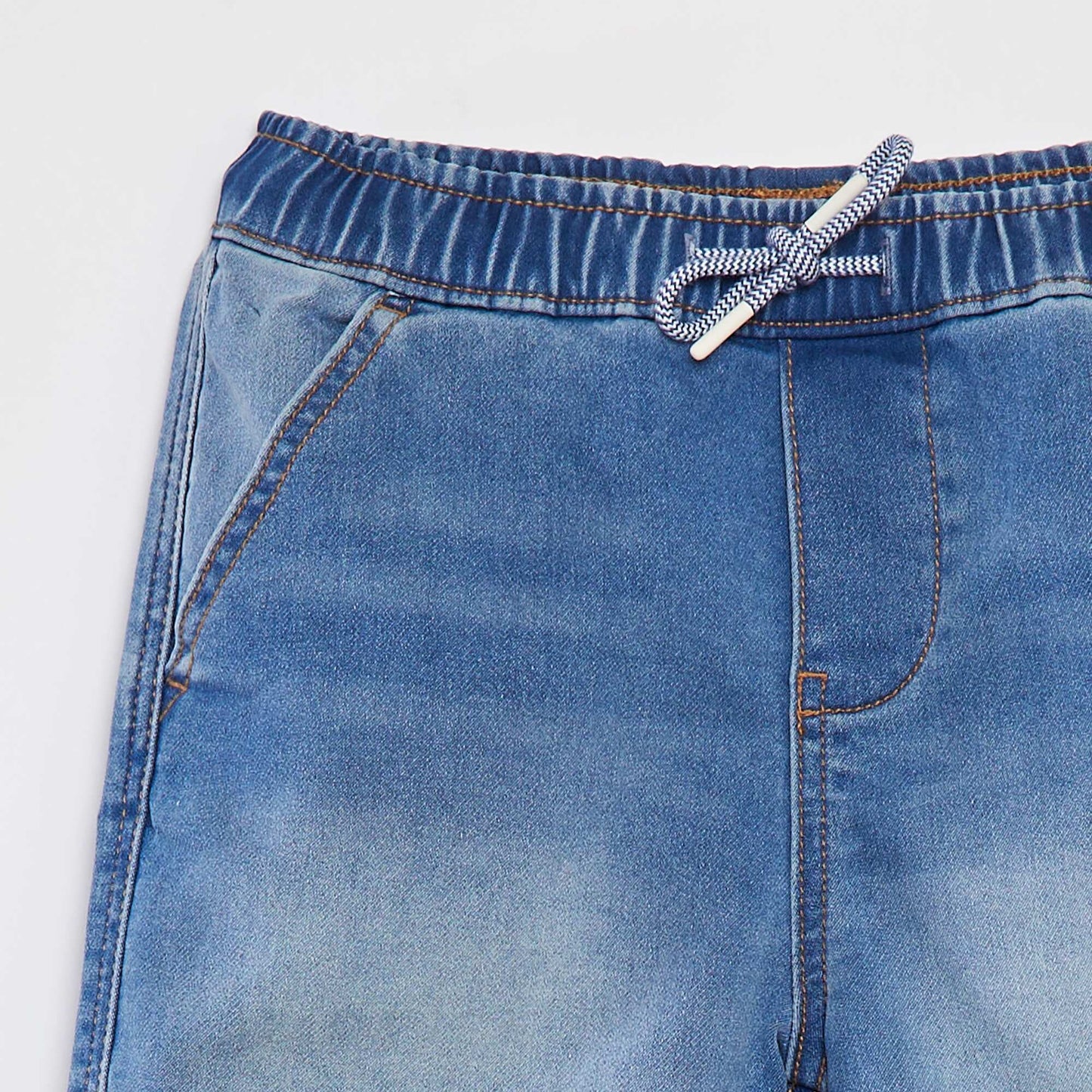 Bermuda en jean avec taille élastiquée BLEU