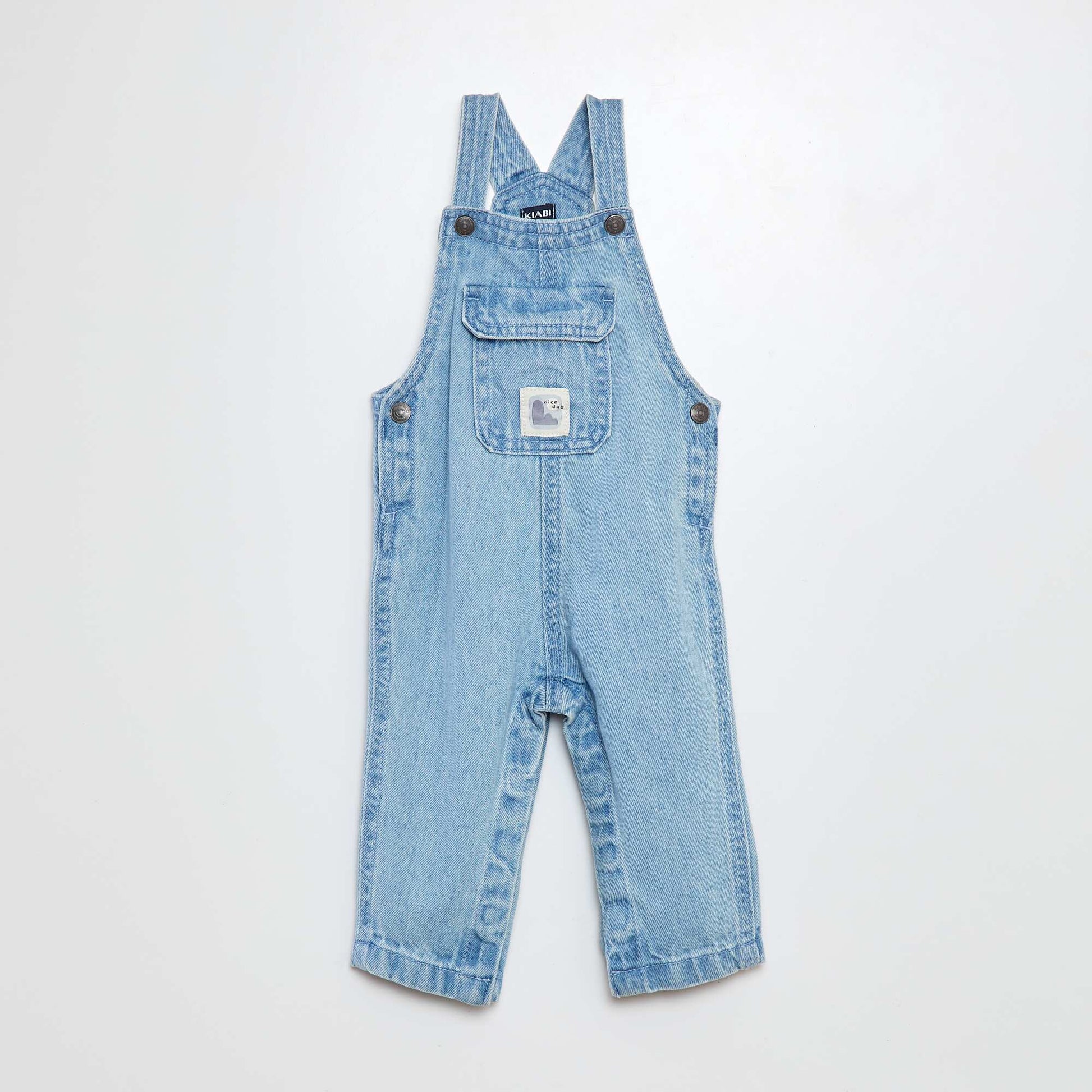 Salopette denim avec poche à rabat à la poitrine BLEU
