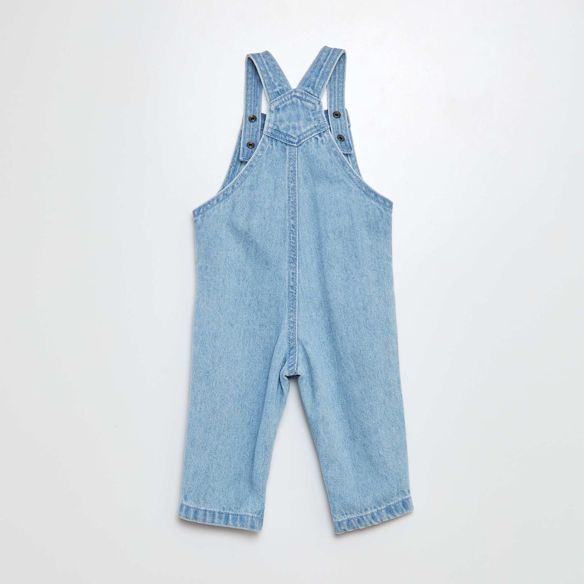 Salopette denim avec poche à rabat à la poitrine BLEU