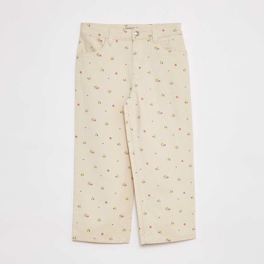 Pantalon denim cropped BLANC