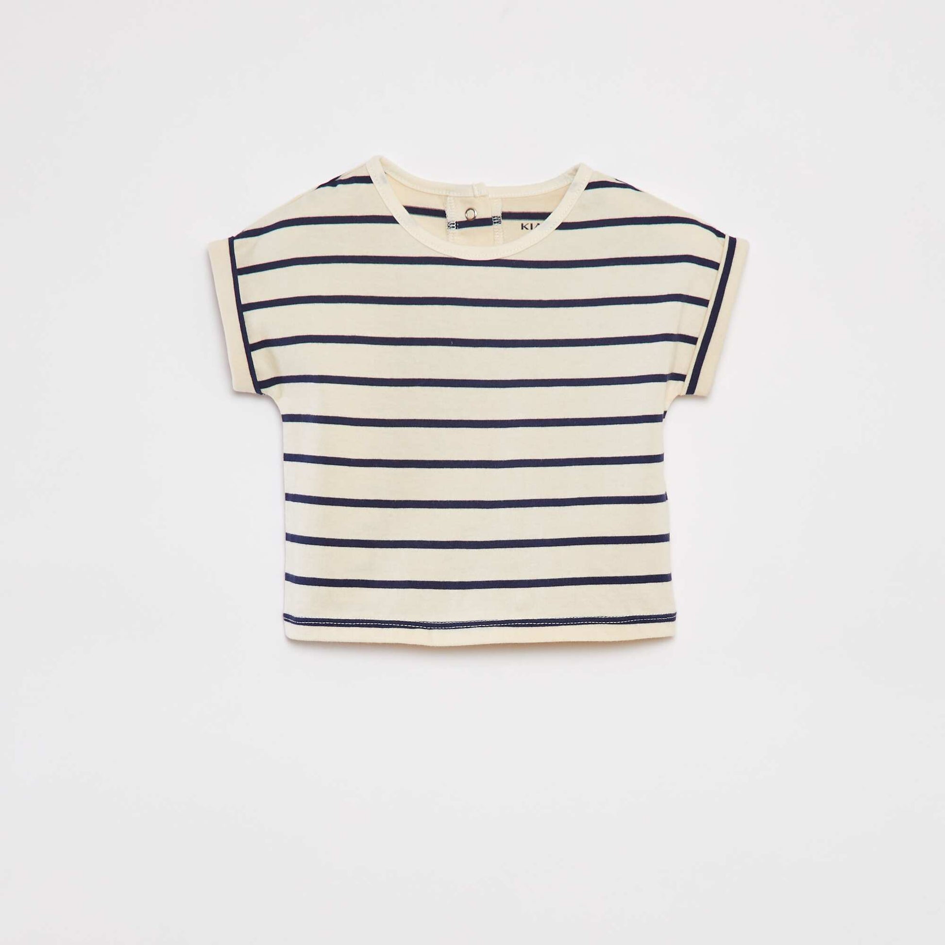 Ensemble t-shirt rayé + pantalon en denim - 2 pièces BLANC
