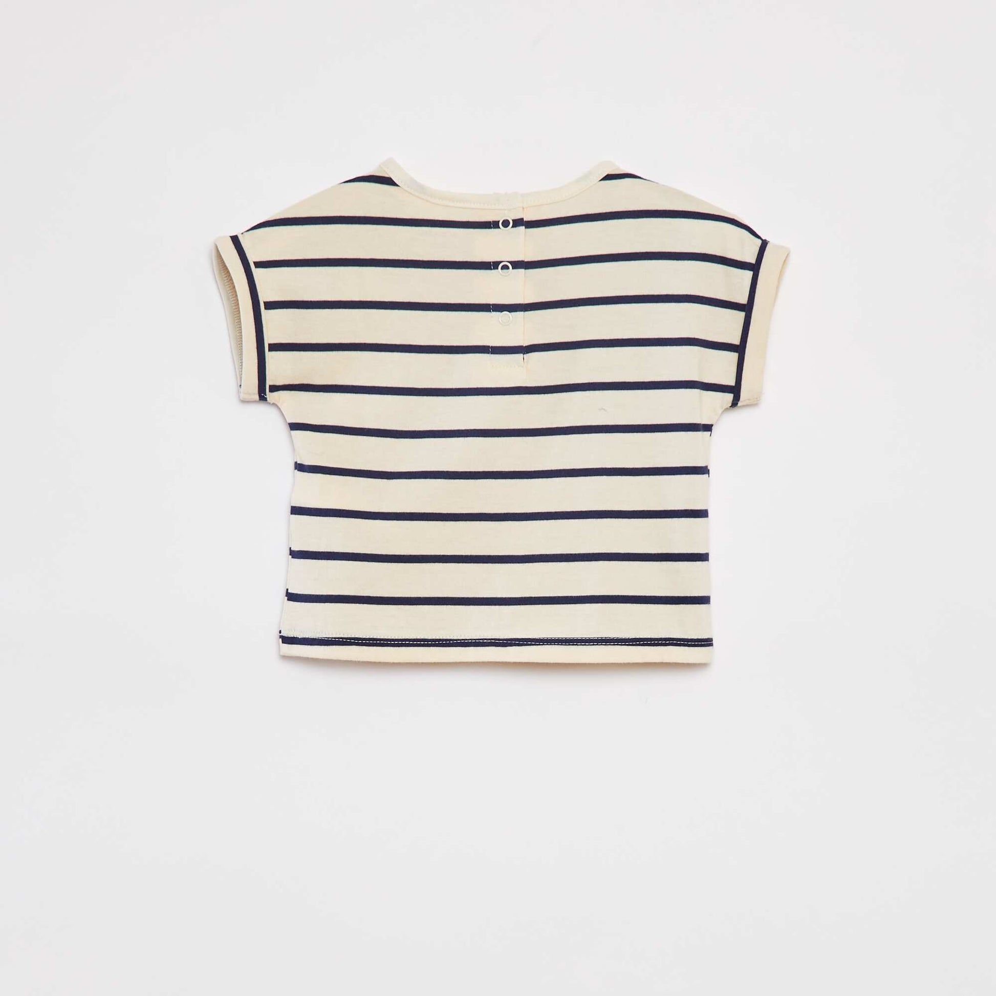 Ensemble t-shirt rayé + pantalon en denim - 2 pièces BLANC