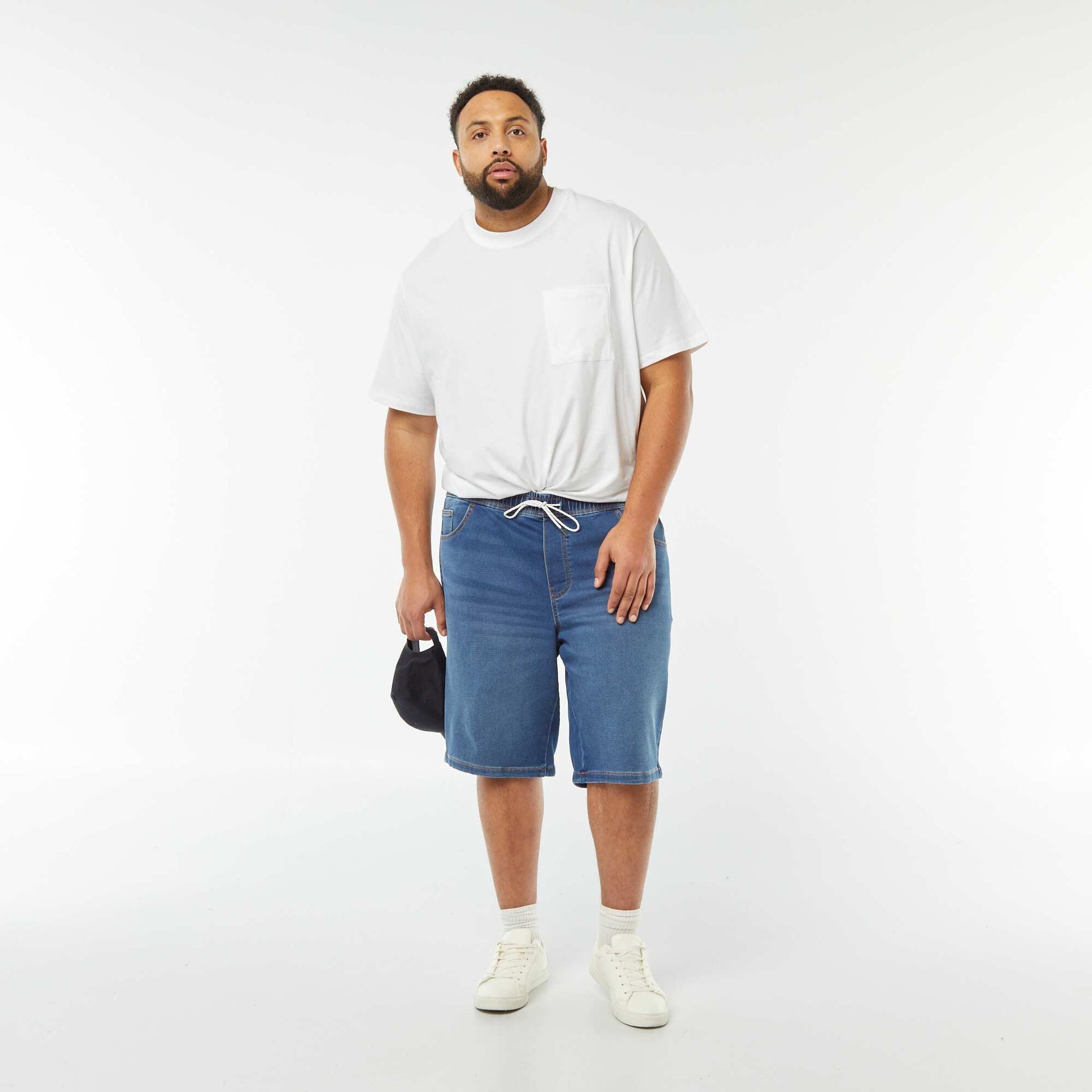 Bermuda slim en denim stretch STONE