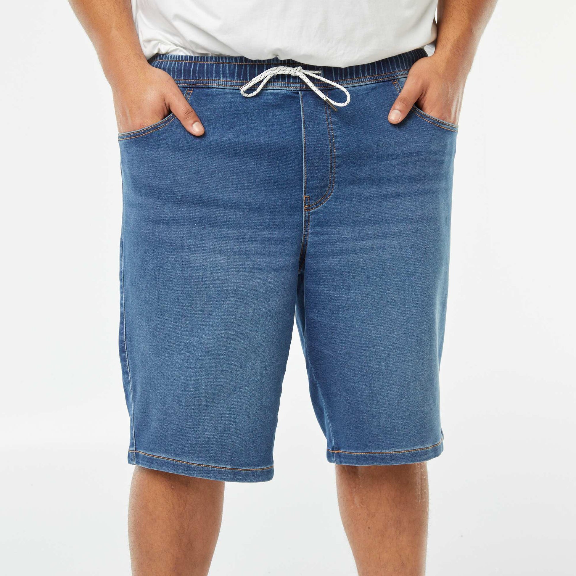 Bermuda slim en denim stretch STONE
