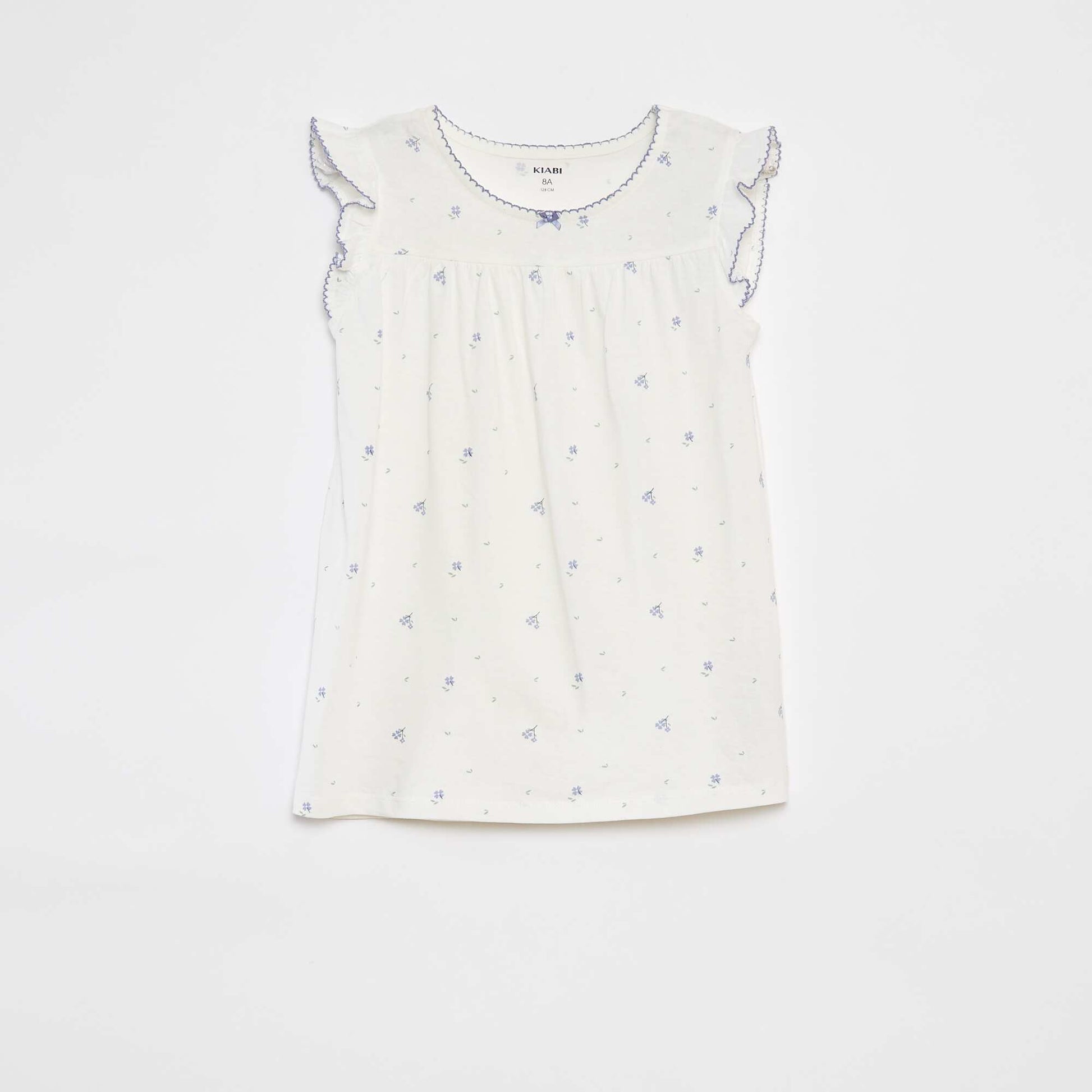 Pyjama court t-shirt volanté + short - 2 pièces BLANC