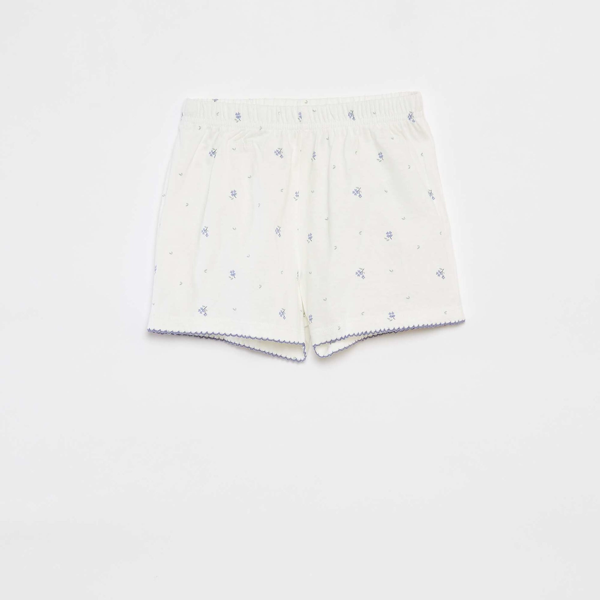 Pyjama court t-shirt volanté + short - 2 pièces BLANC