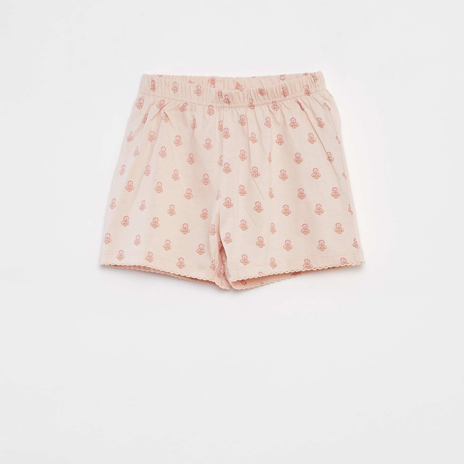 Pyjama court t-shirt volanté + short - 2 pièces ROSE