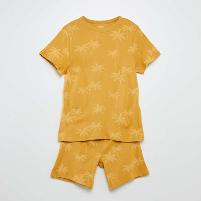 Ensemble pyjama court t-shirt + short avec imprimés - 2 pièces MARRON