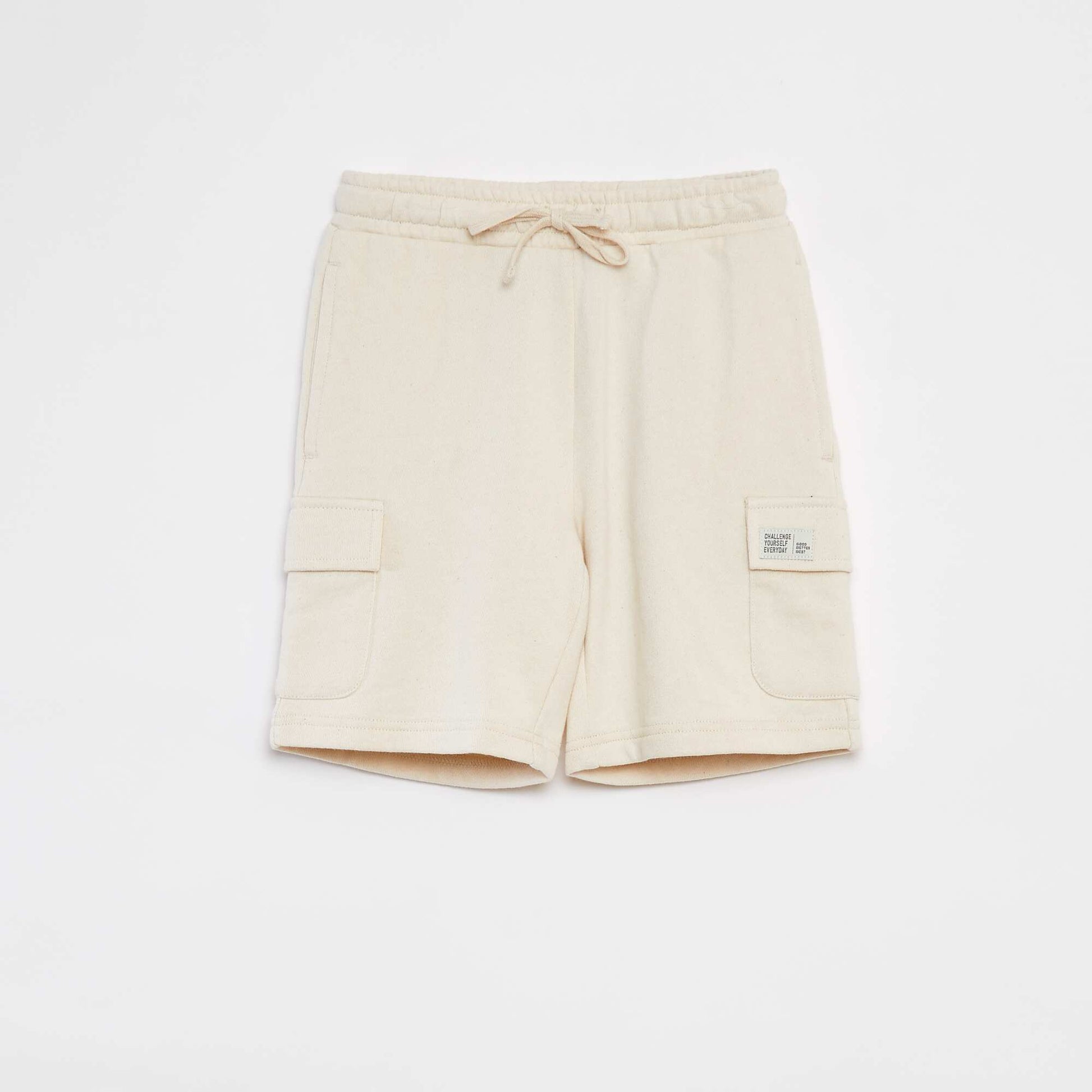 Short en molleton léger avec poche à rabat BLANC
