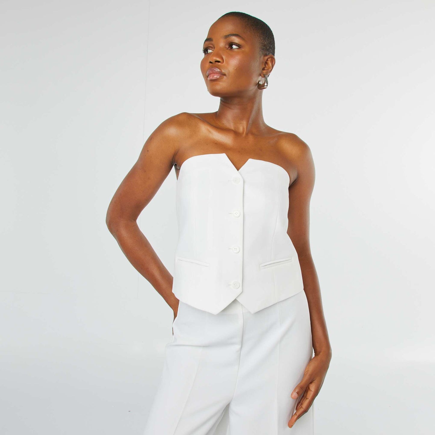Top bustier boutonné BLANC