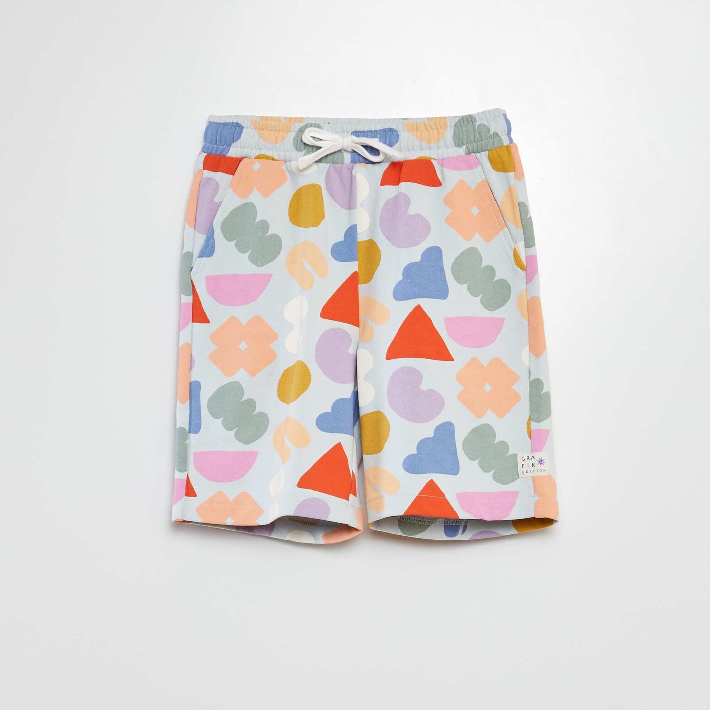 Short imprimé en molleton fin - Graphik Edition BLANC
