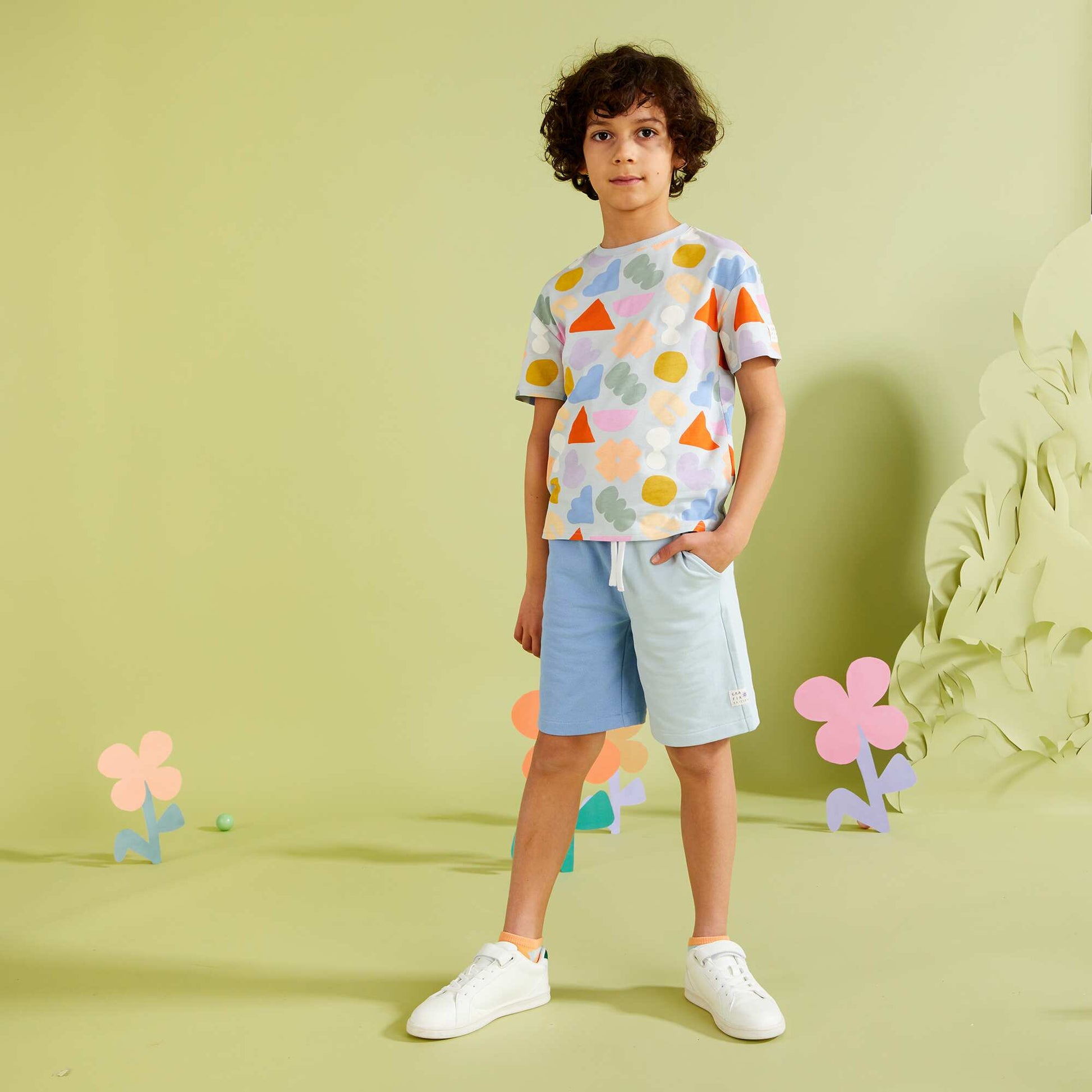 Short imprimé en molleton fin - Graphik Edition BLEU