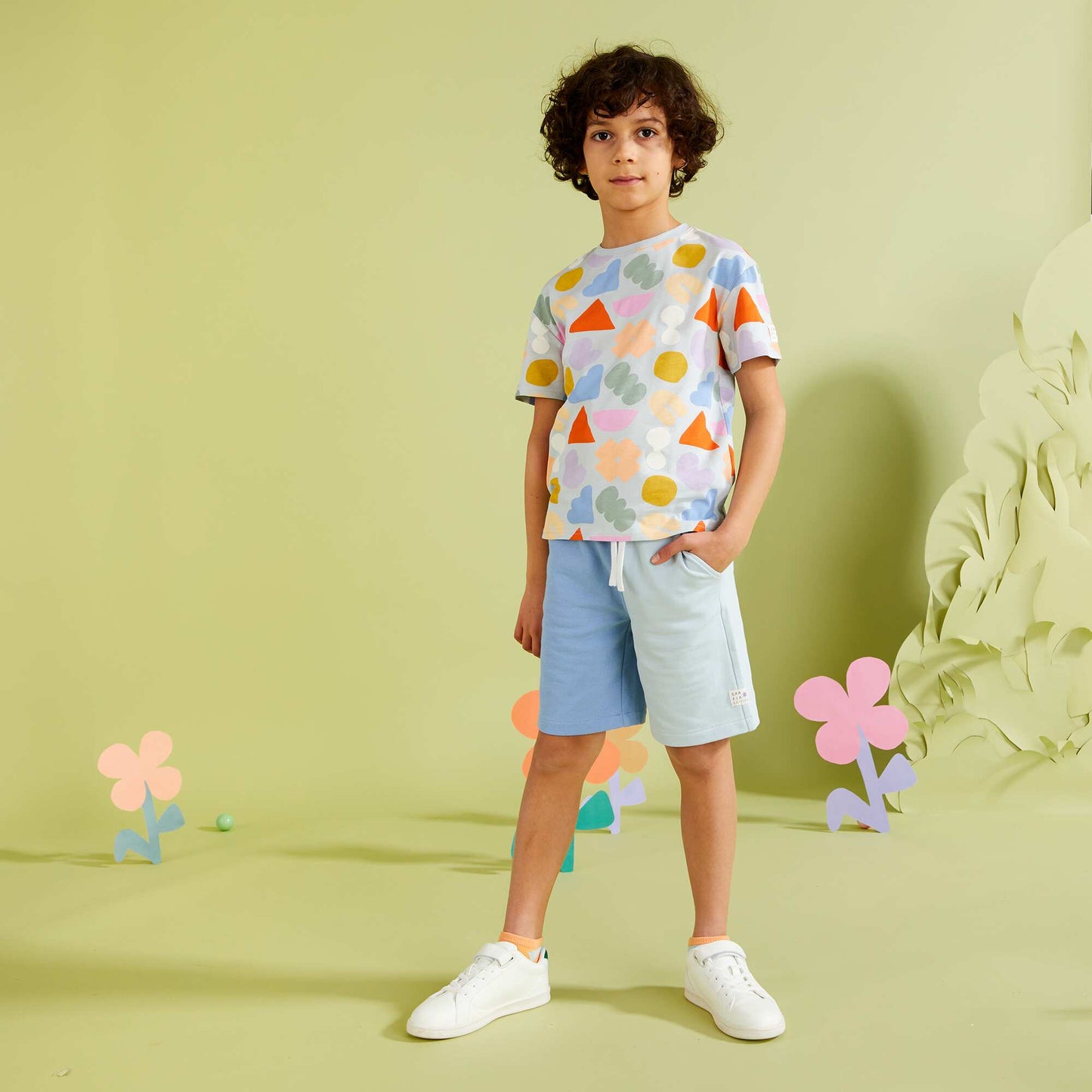Short imprimé en molleton fin - Graphik Edition BLEU