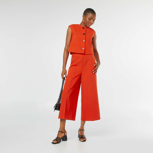 Pantalon cropped évasé ROUGE