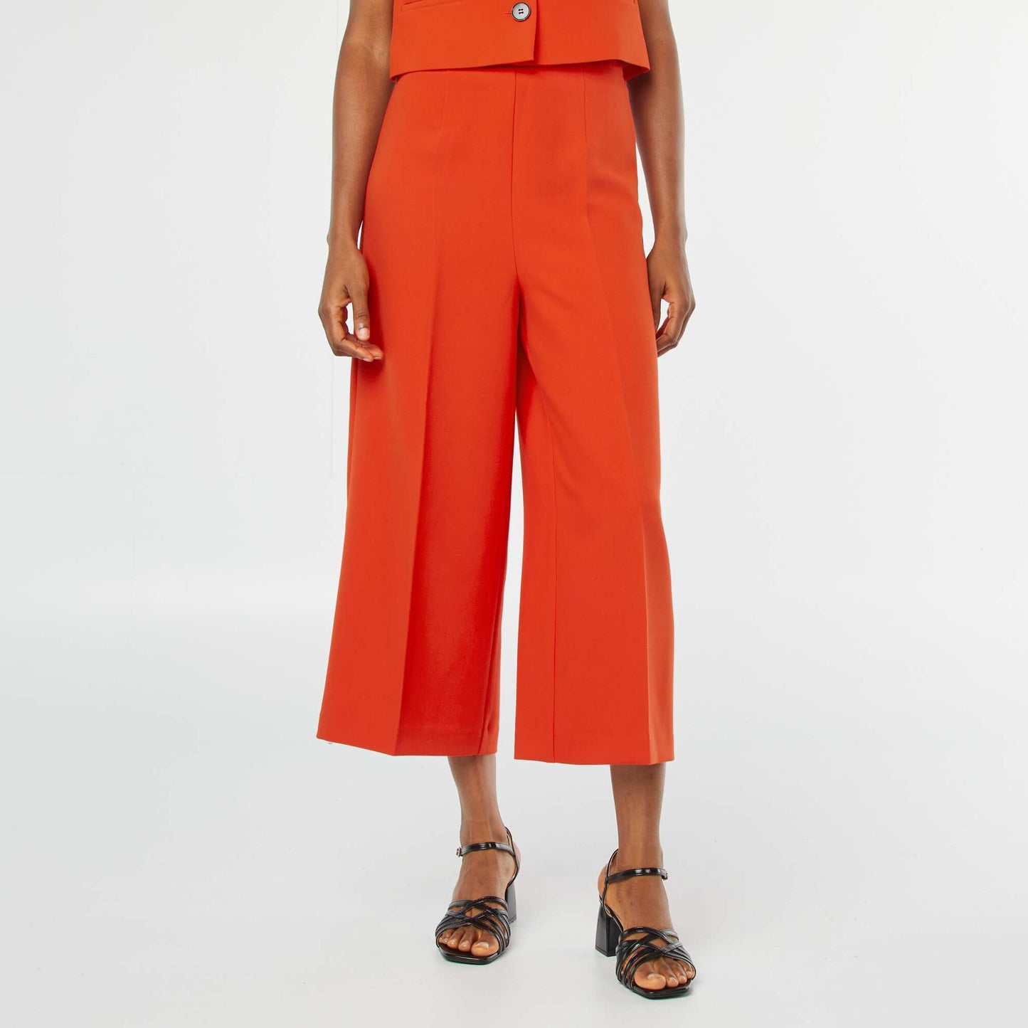 Pantalon cropped évasé ROUGE