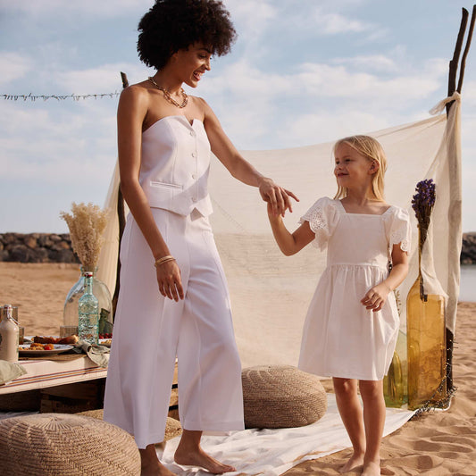 Pantalon cropped évasé BLANC