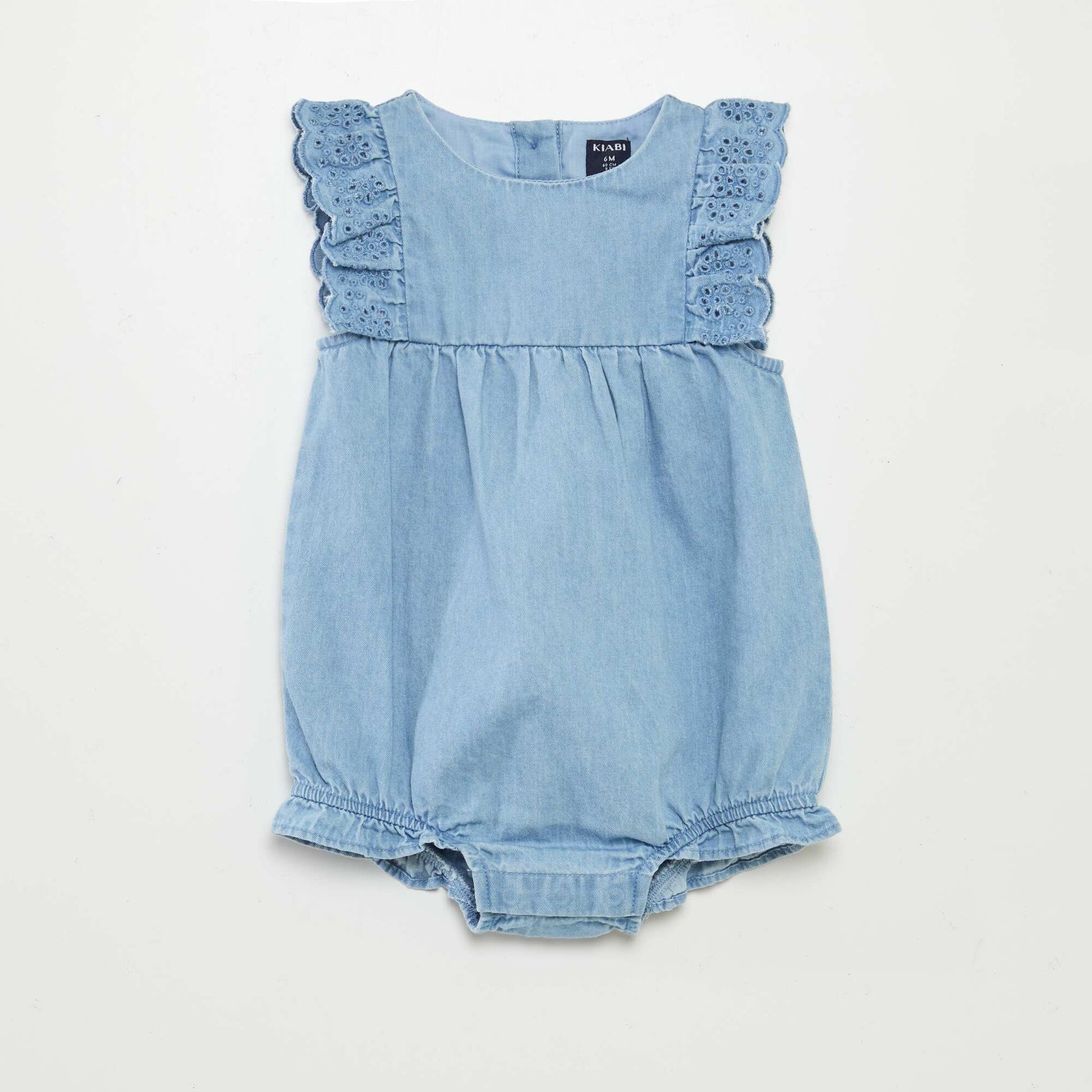 Combinaison en denim avec chaussettes et bandeau assortis - 3 pièces BLEU