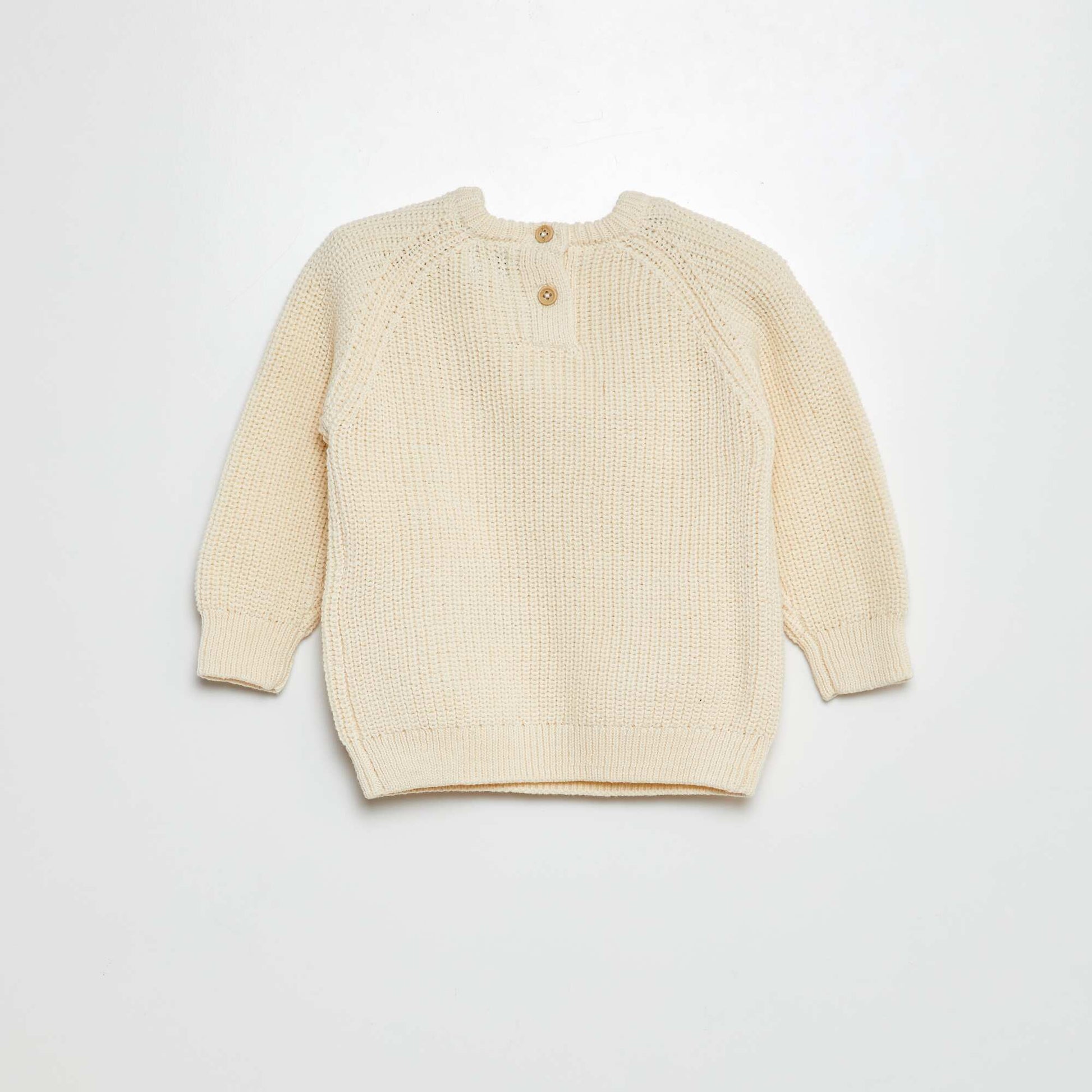 Pull à manches longues en maille tricot BLANC