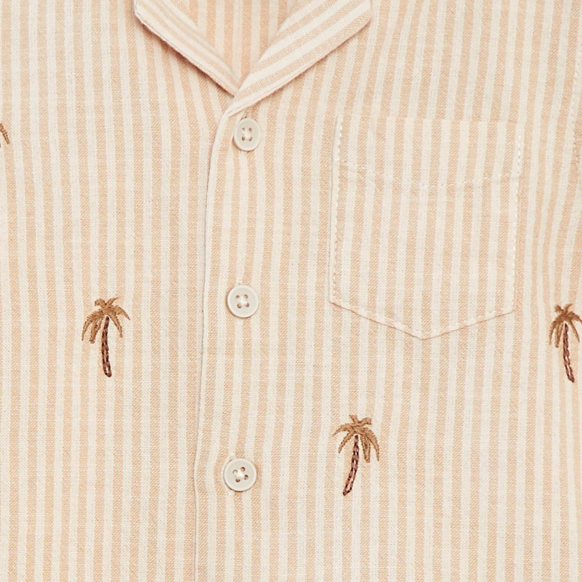 Chemise brodée à manches courtes BEIGE