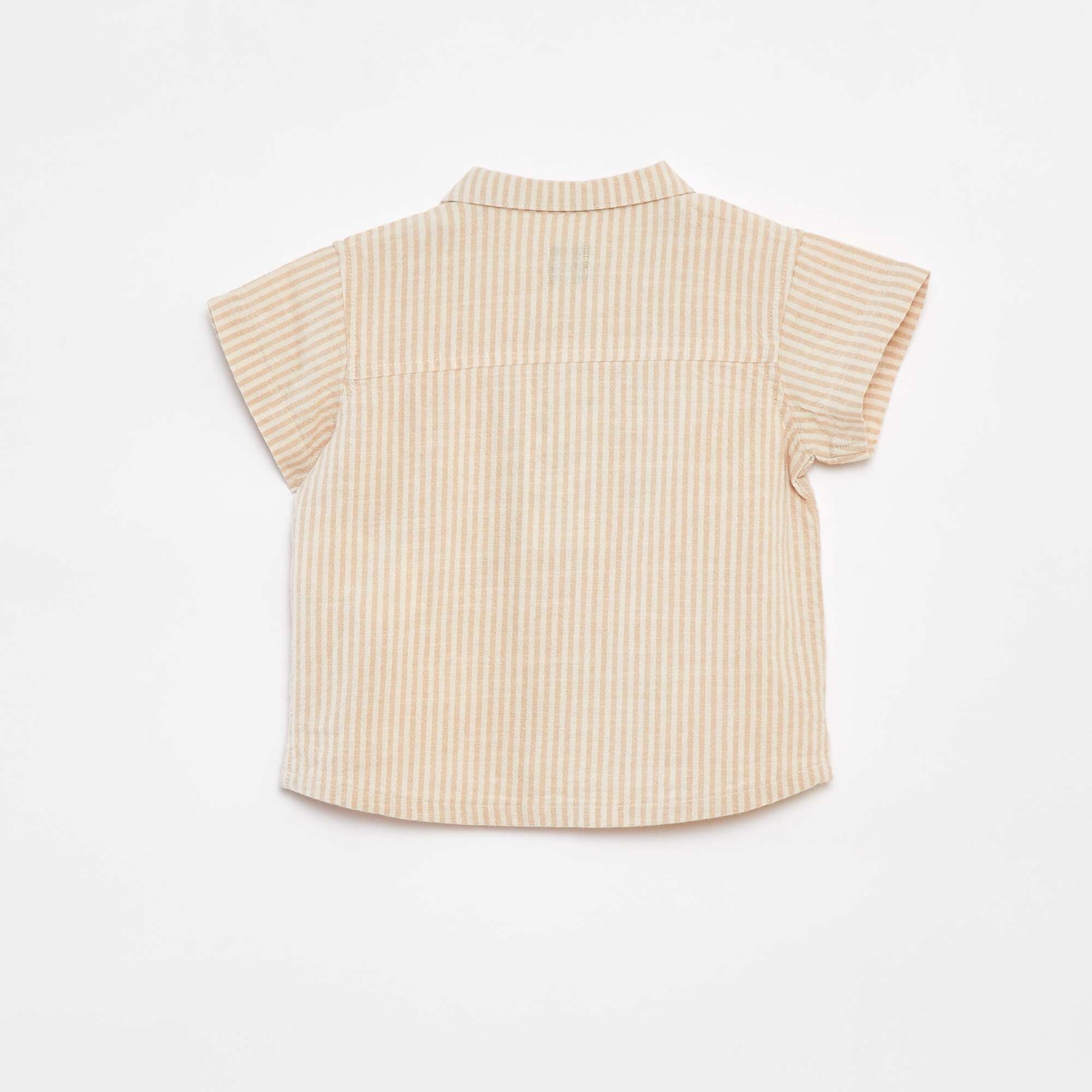 Chemise brodée à manches courtes BEIGE