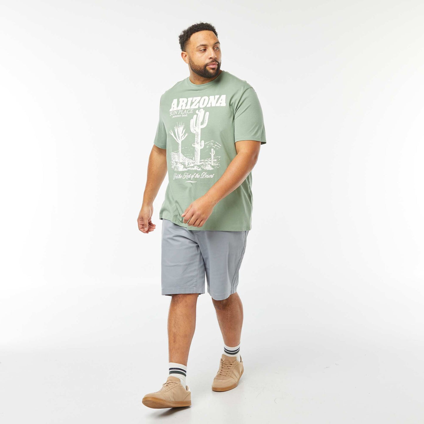 T-shirt en maille jersey imprimé avec manches courtes VERT