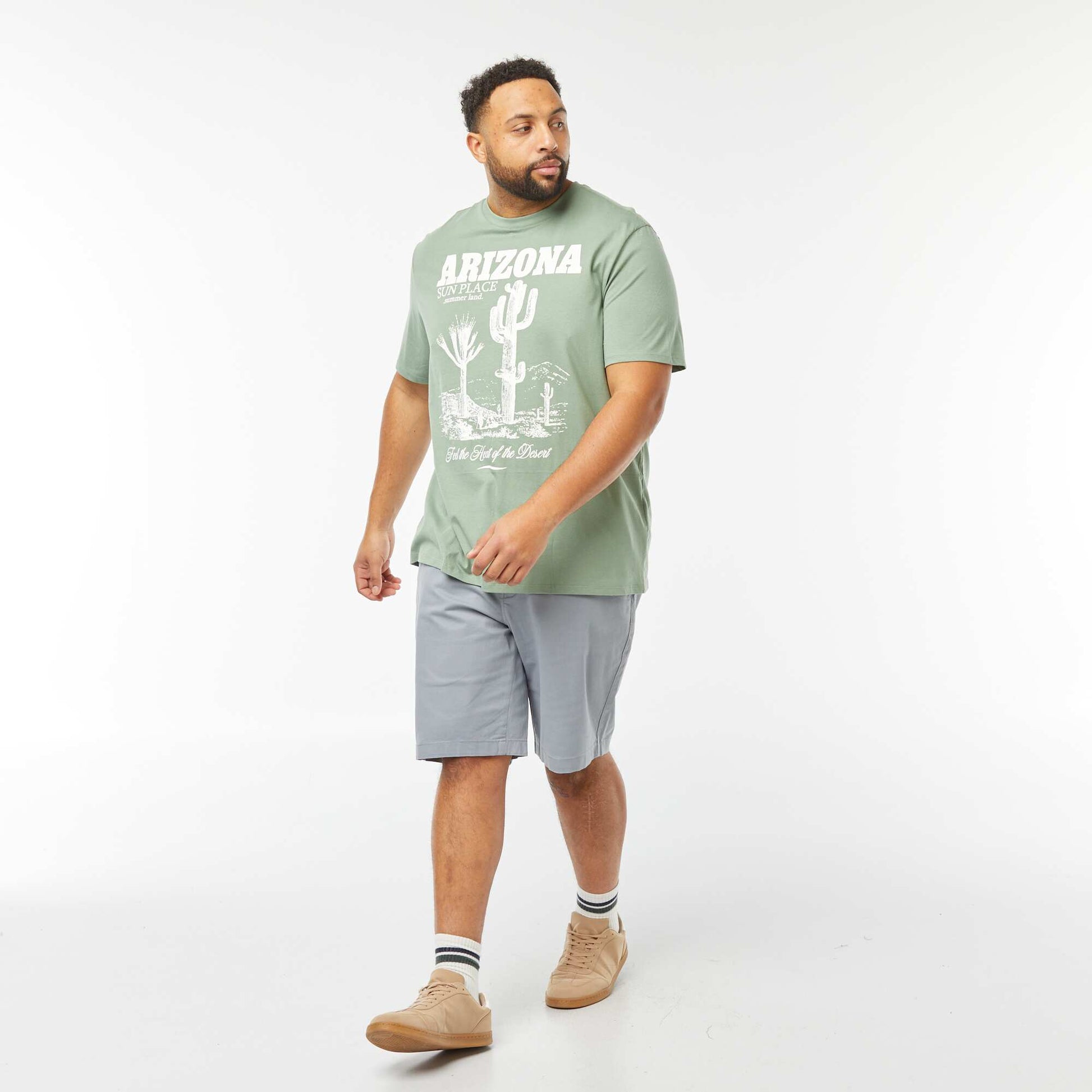 T-shirt en maille jersey imprimé avec manches courtes VERT