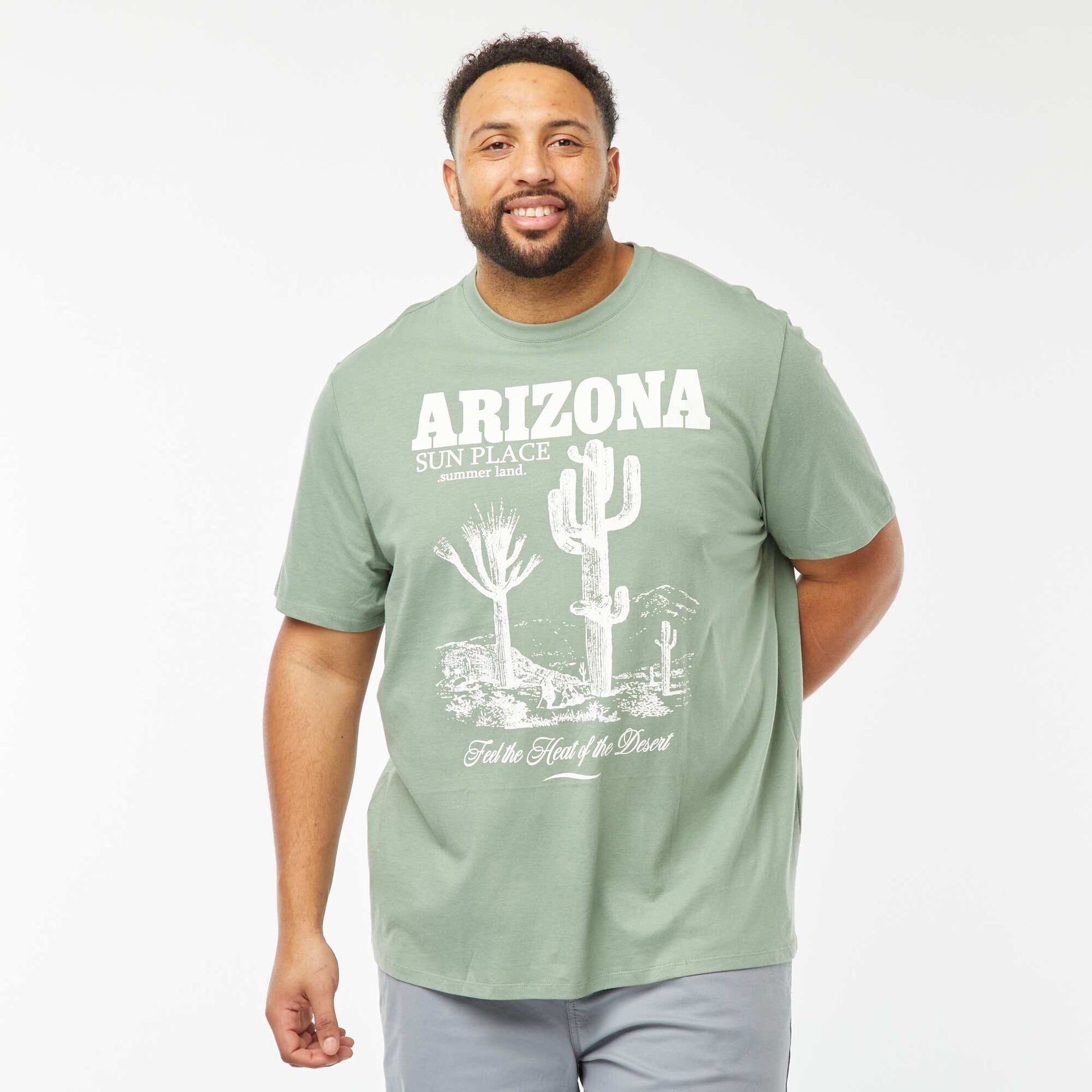 T-shirt en maille jersey imprimé avec manches courtes VERT