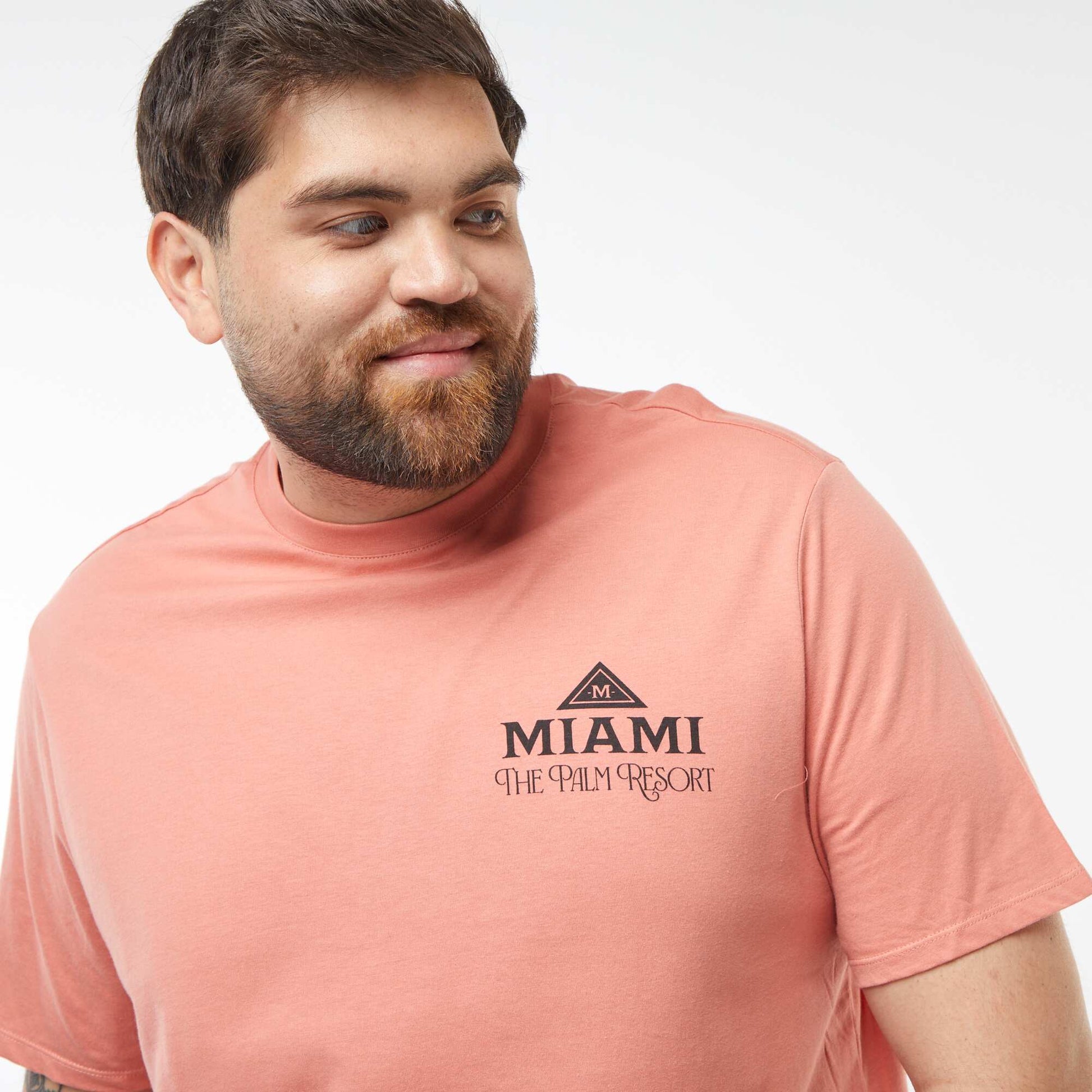 T-shirt en maille jersey imprimé avec manches courtes ORANGE