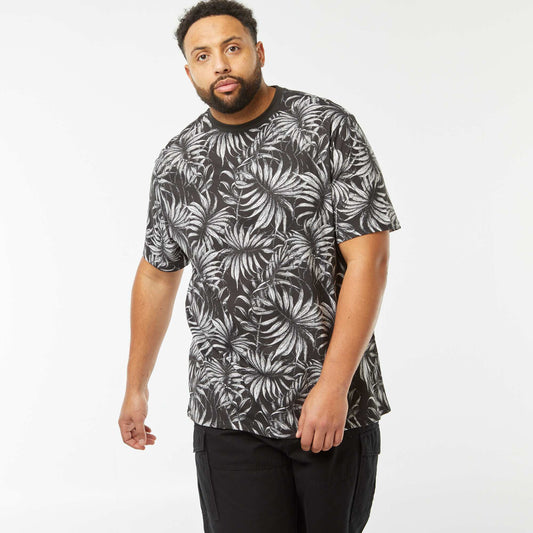 T-shirt en maille jersey imprimé avec manches courtes NOIR