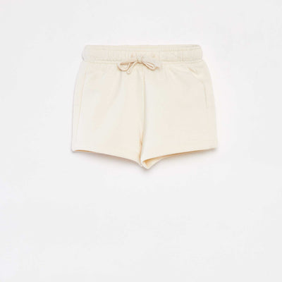 Short uni avec taille élastiquée BLANC