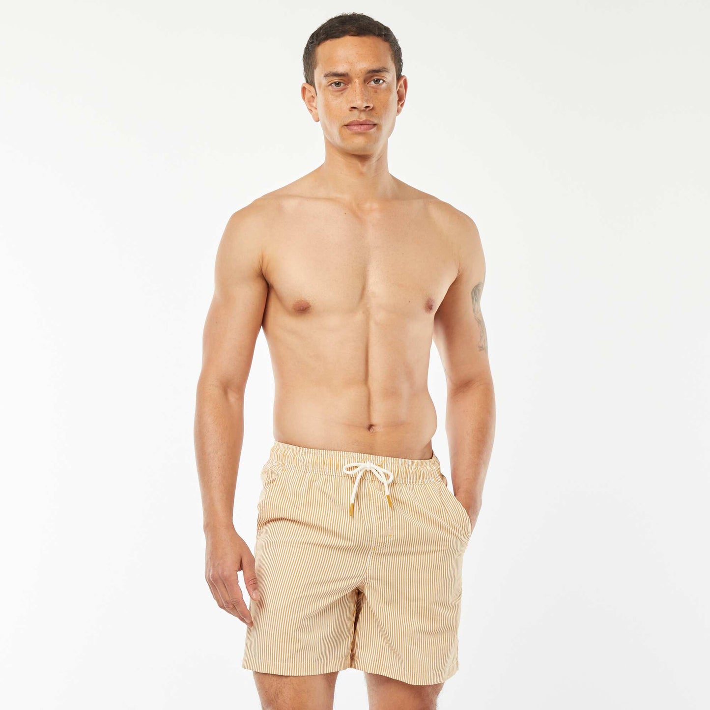 Short de bain à rayures JAUNE
