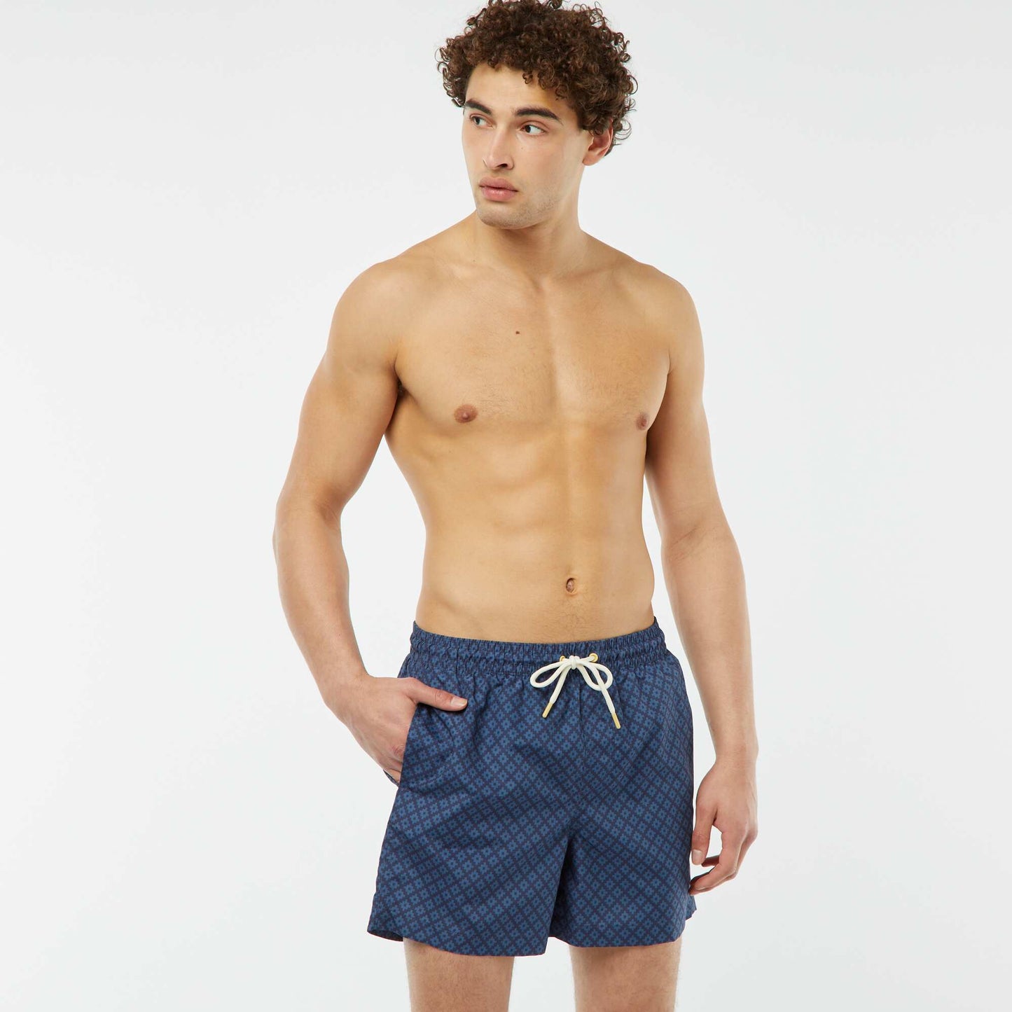 Short de bain imprimé fantaisie BLEU MARINE