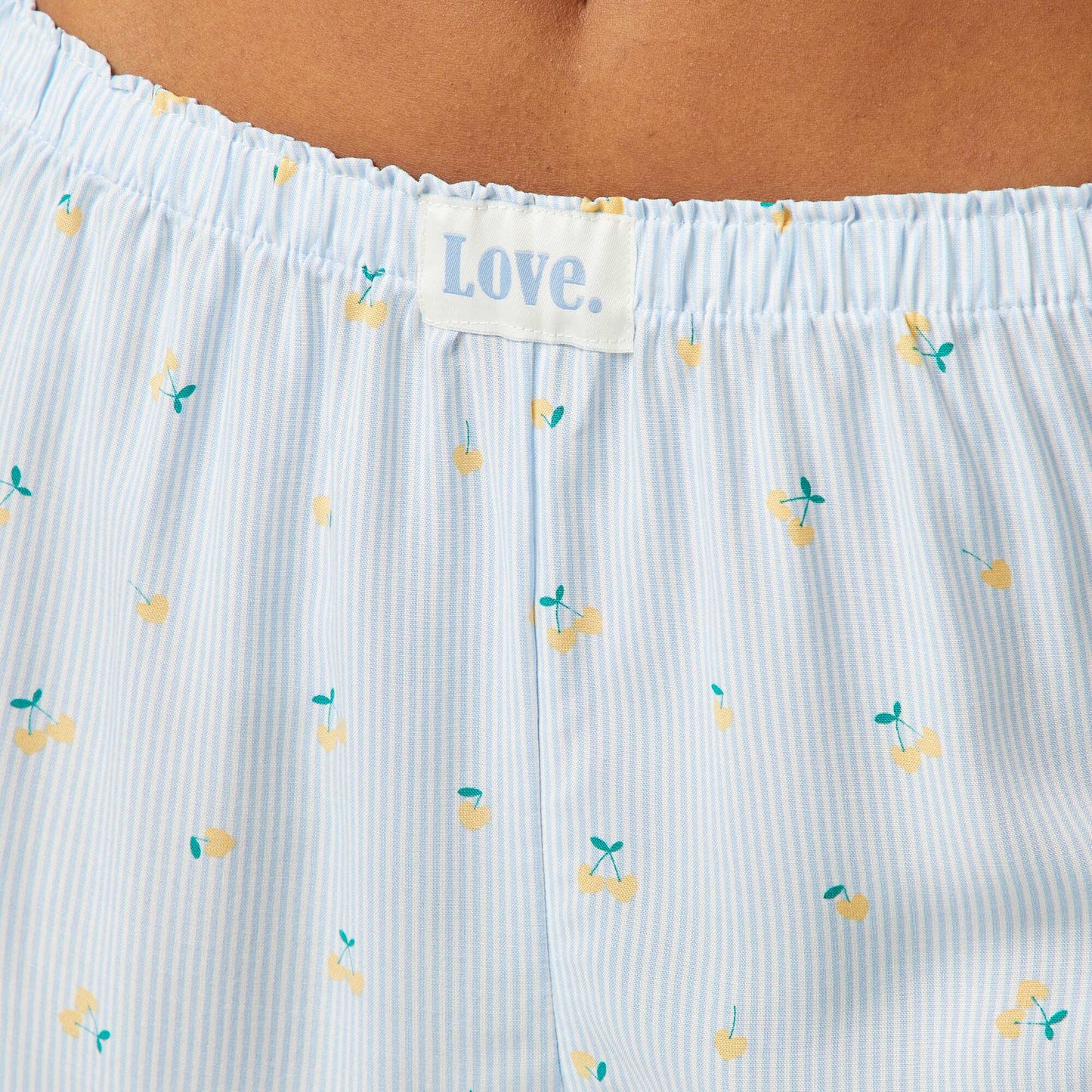 Pyjama tee-shirt à message + short rayé - 2 pièces JAUNE