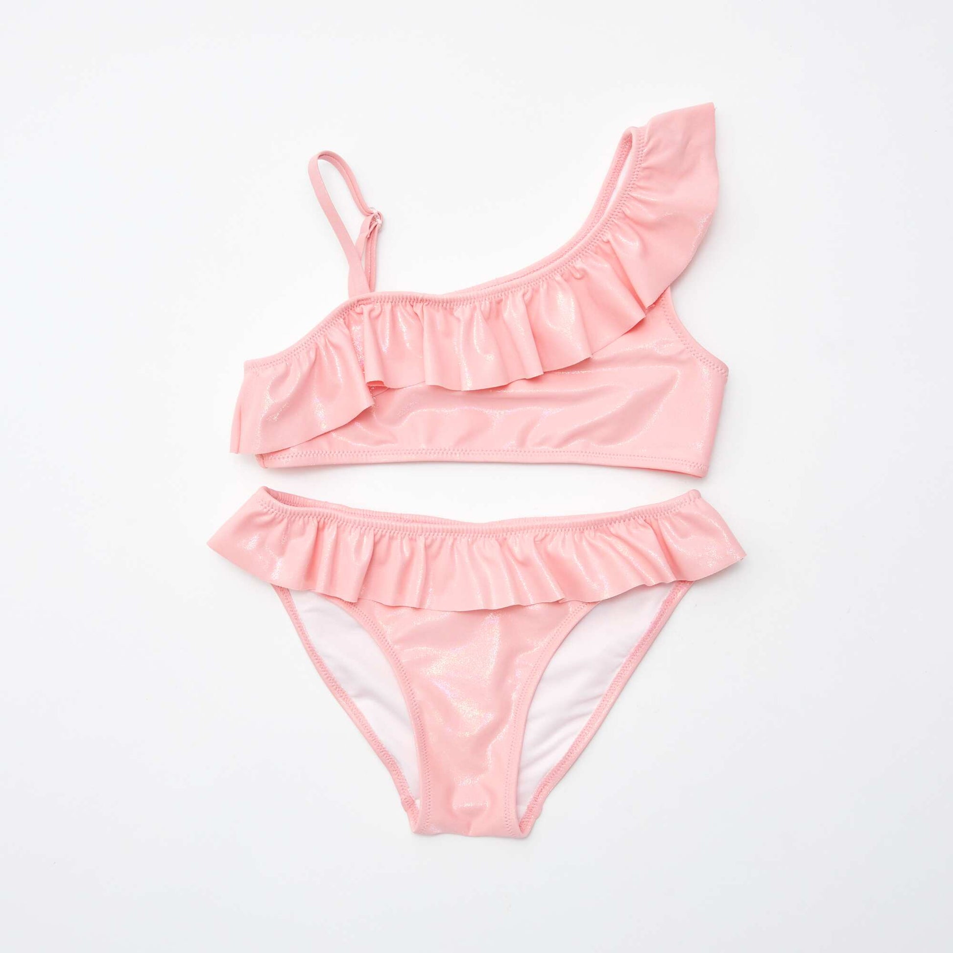 Maillot de bain pailleté et volanté - 2 pièces ROSE
