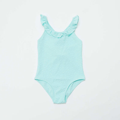 Maillot de bain brodé avec volants - 1 pièce BLEU