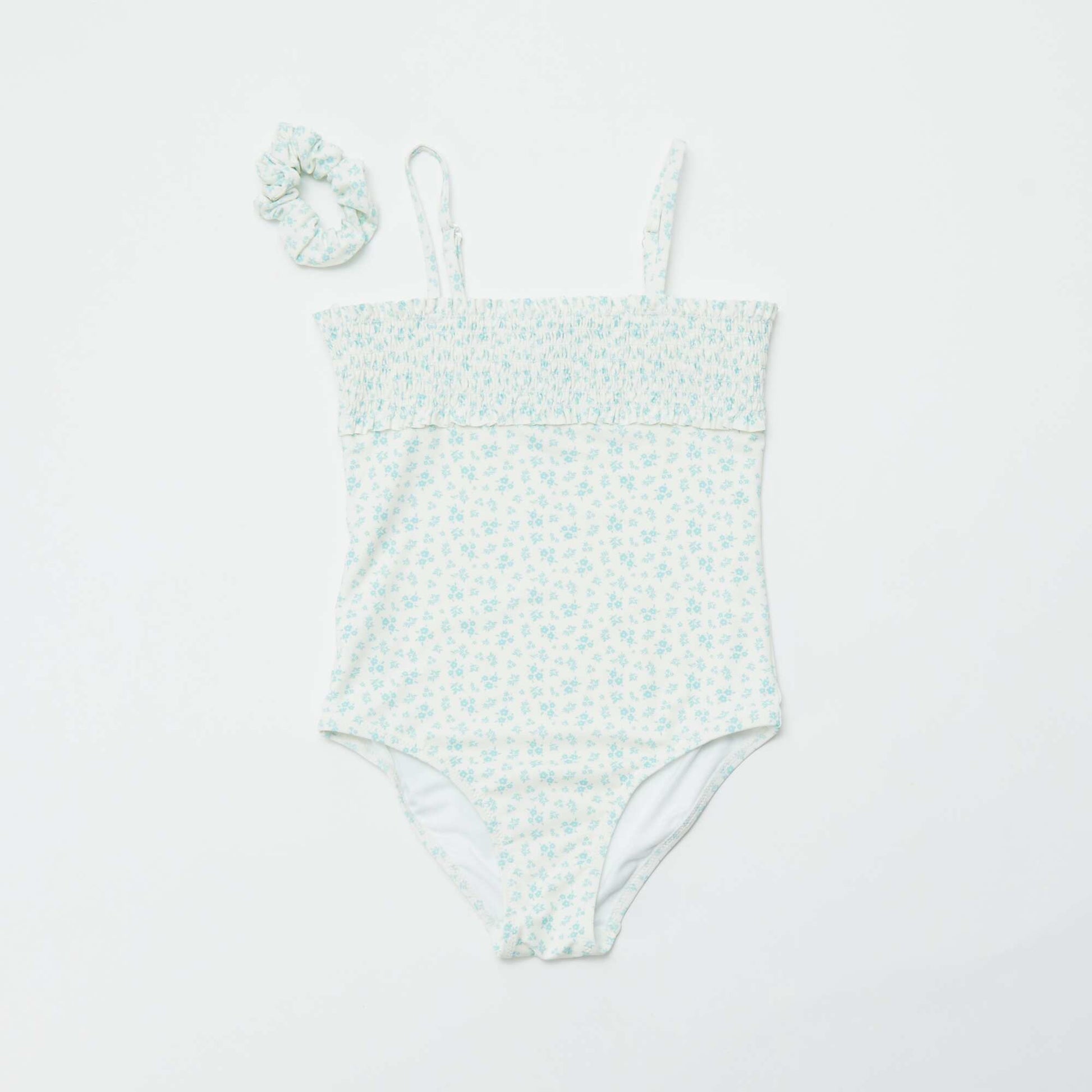Maillot de bain 1 pièce à imprimé + chouchou - 2 pièces BLANC