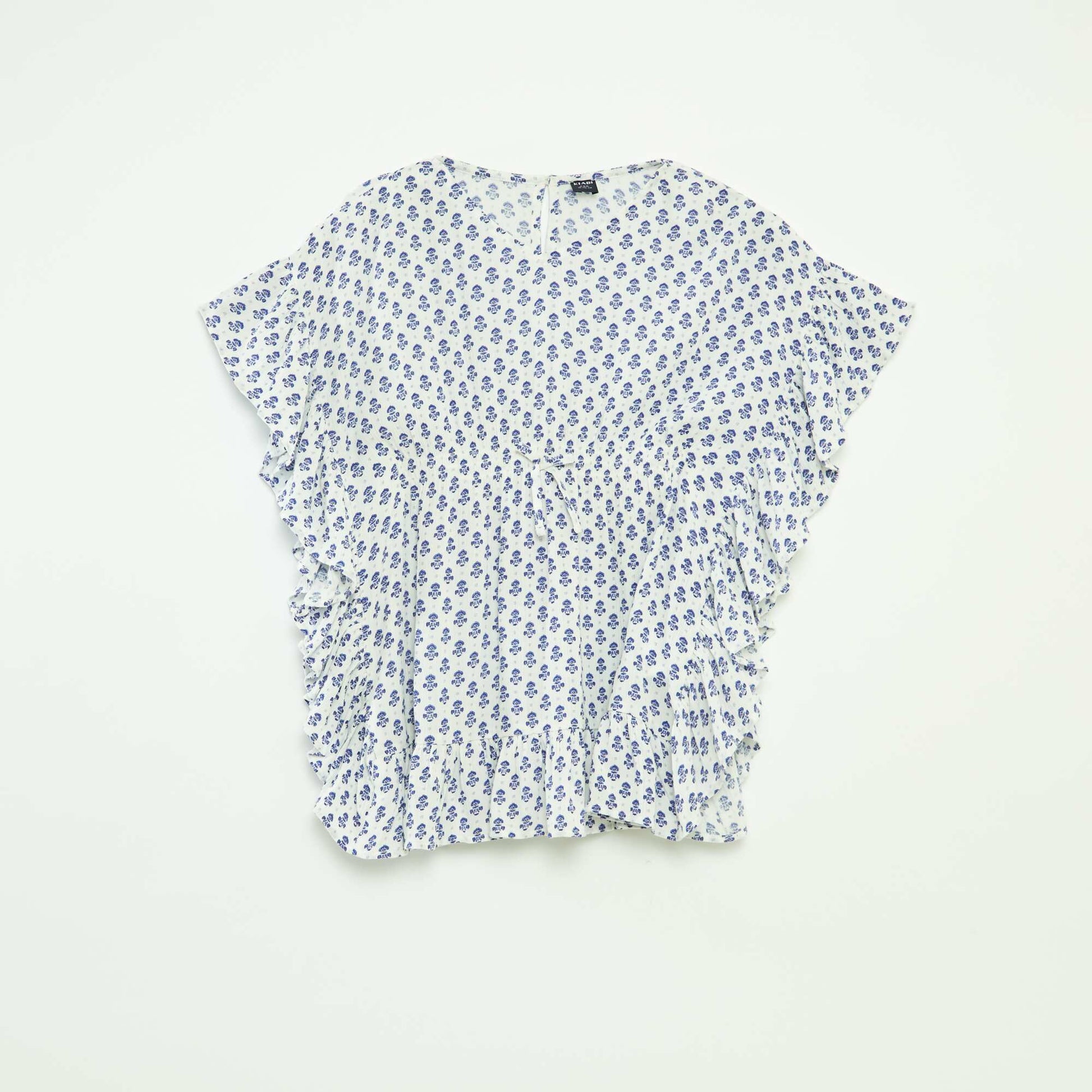 Robe à volants avec imprimé BLANC