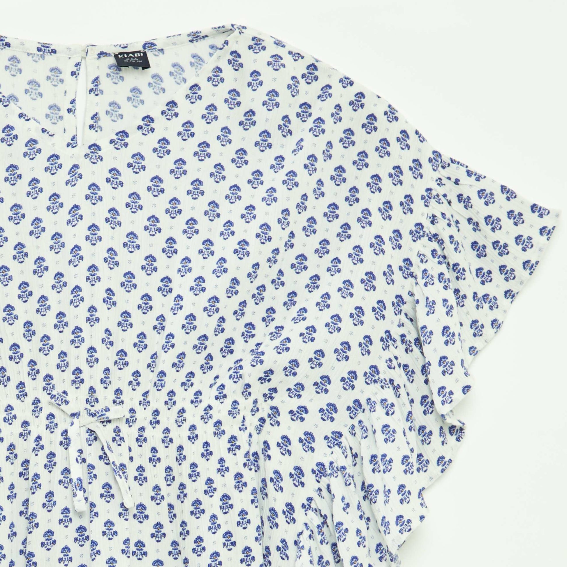 Robe à volants avec imprimé BLANC