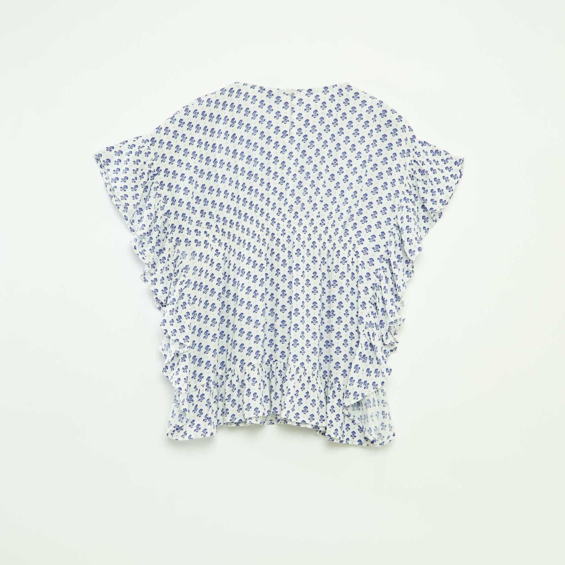 Robe à volants avec imprimé BLANC